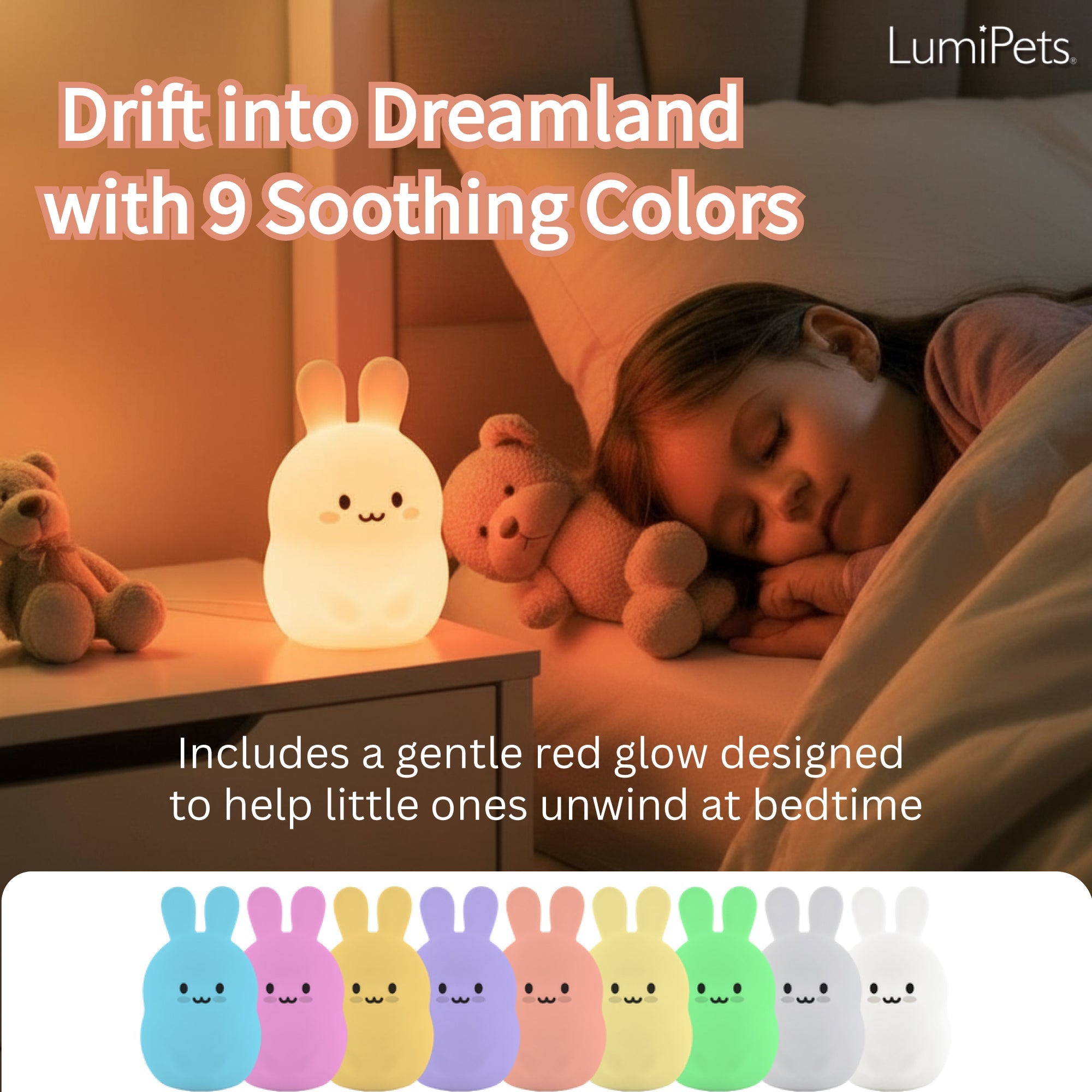 Lumipets® Baxter The Bunny- Children's Touch Night Light