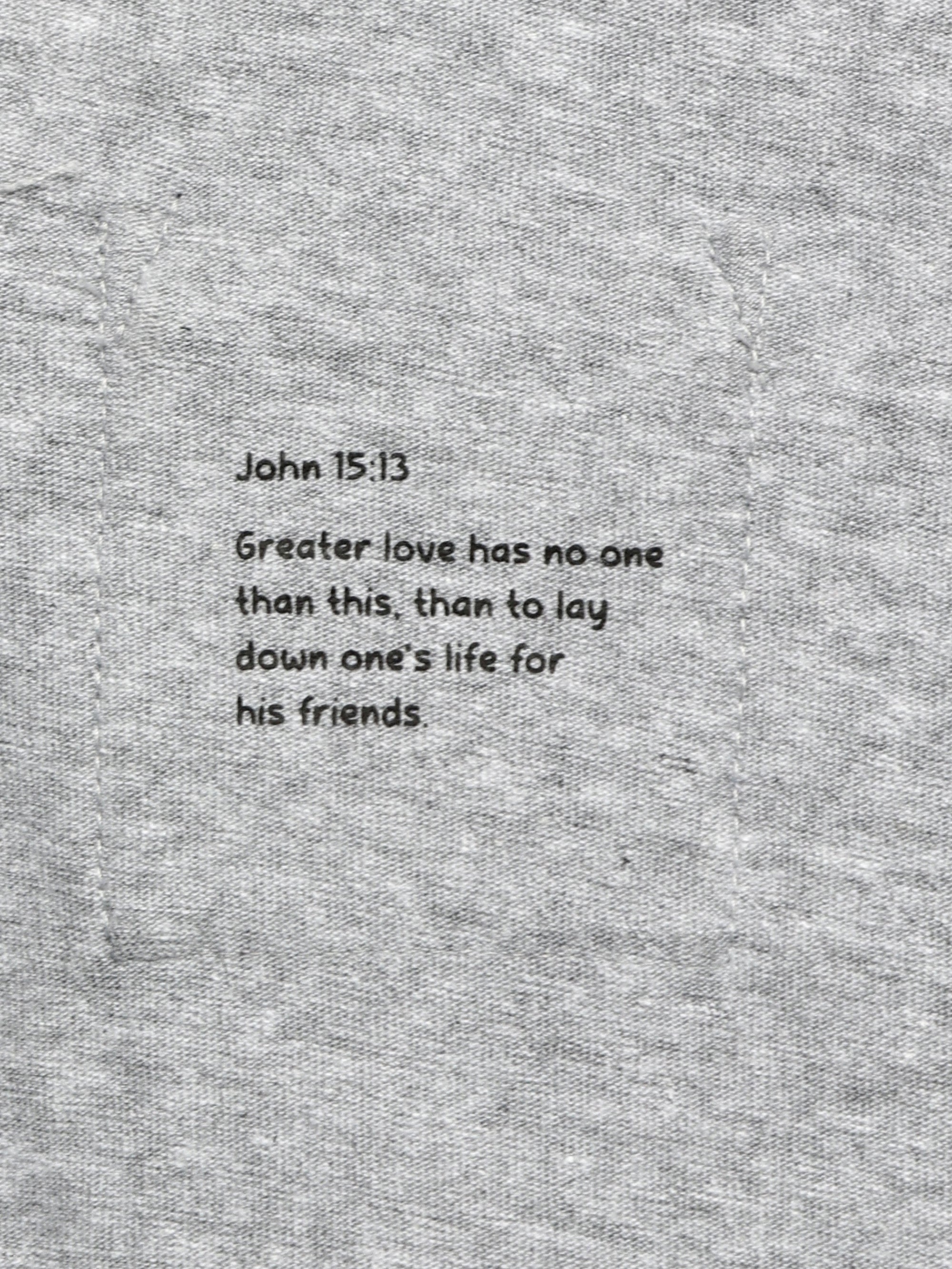 Heather Gray Prayer Pocket Long Sleeve T-shirt Cotton