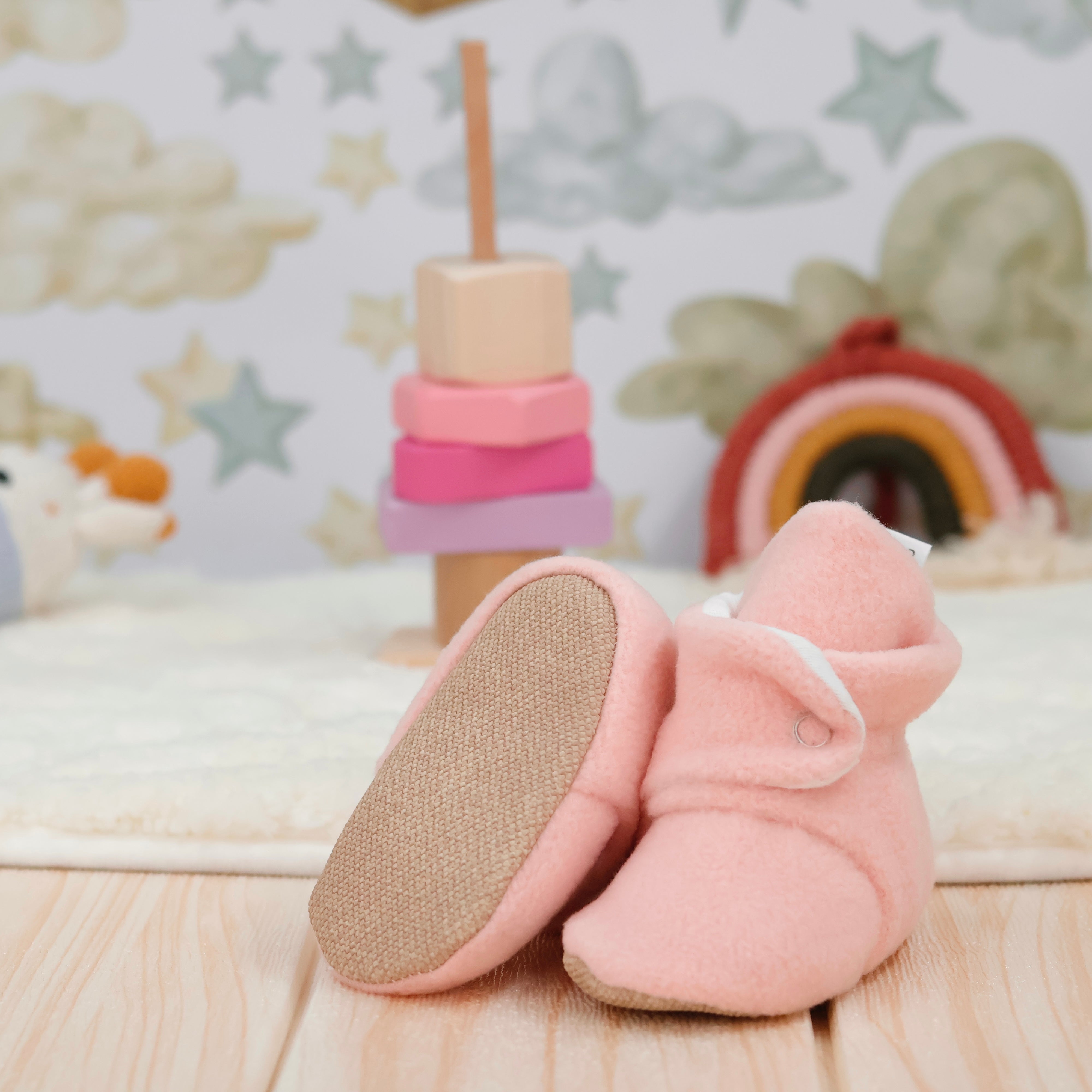 Organic Baby Booties, Newborn Booties Basic, Pudra