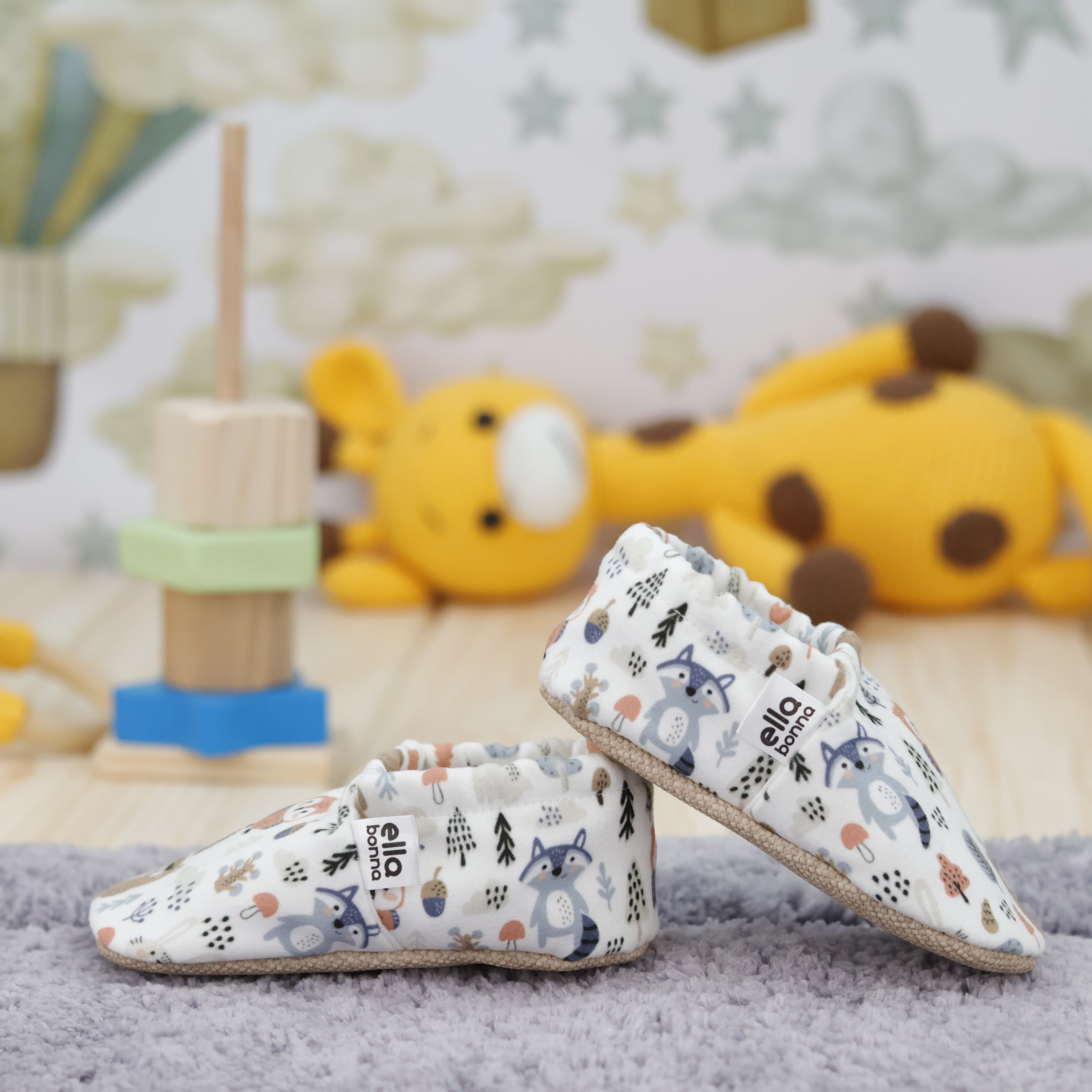 Ella Bonna Non-slip Sole Forest Animals Patterned Baby Booties, Home Boot Slippers Nursery Shoes