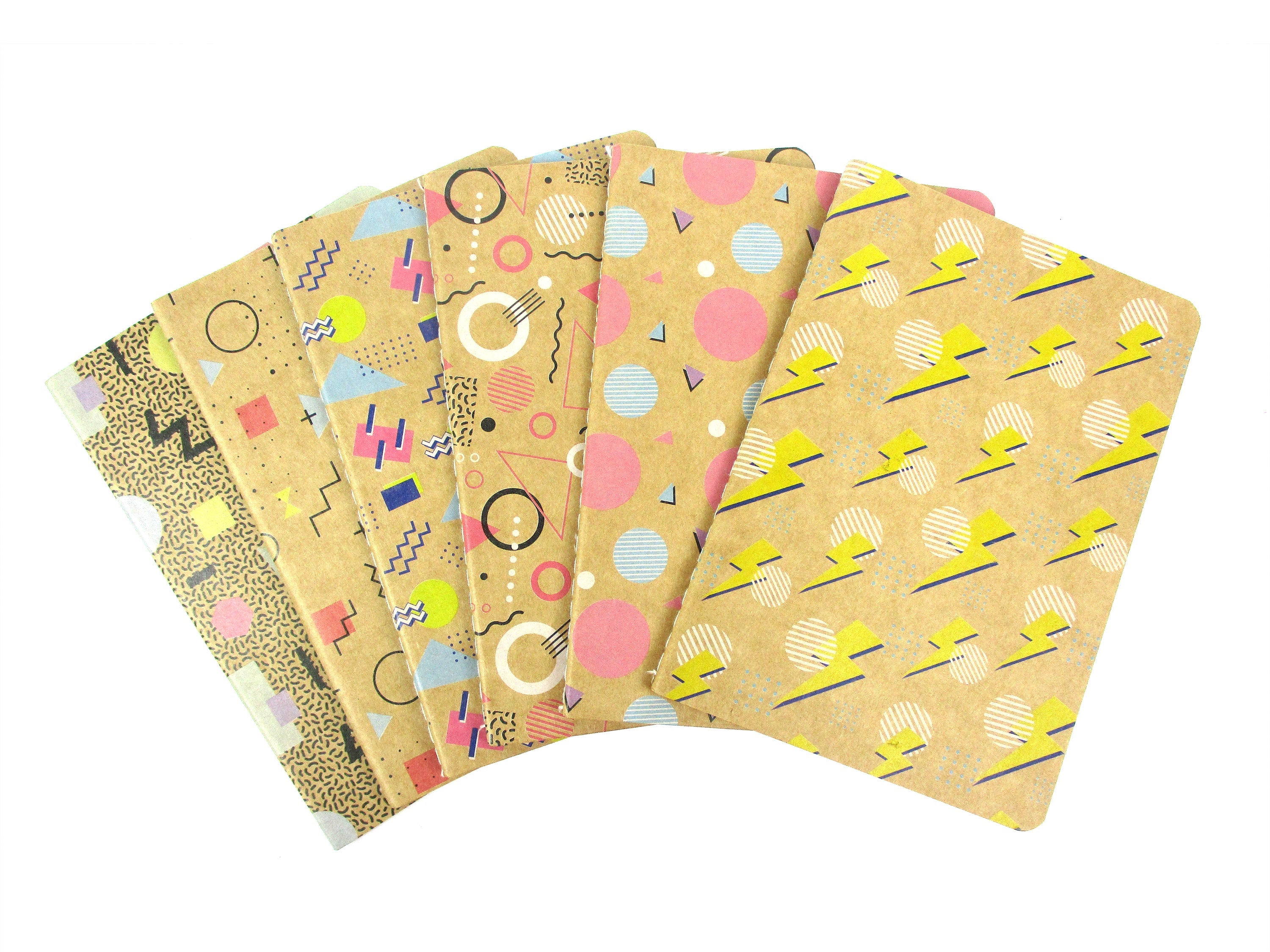 80's Geometric Retro Journal Notebooks - Set Of 6 Or 12