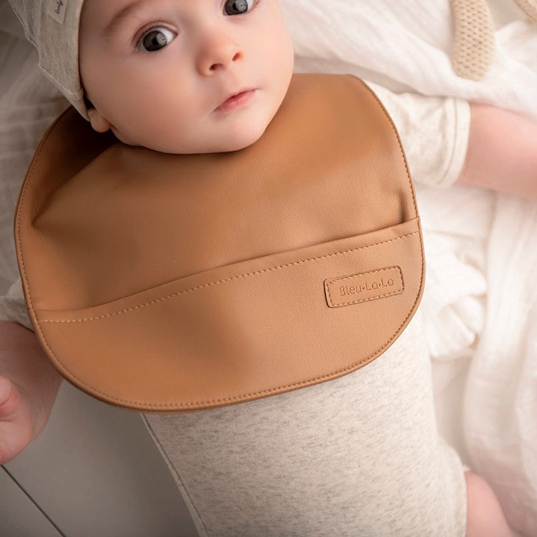 Classic - Set Of Soft Vegan Leather Easy Clean Bibs 0-12 Months By Bleu La La