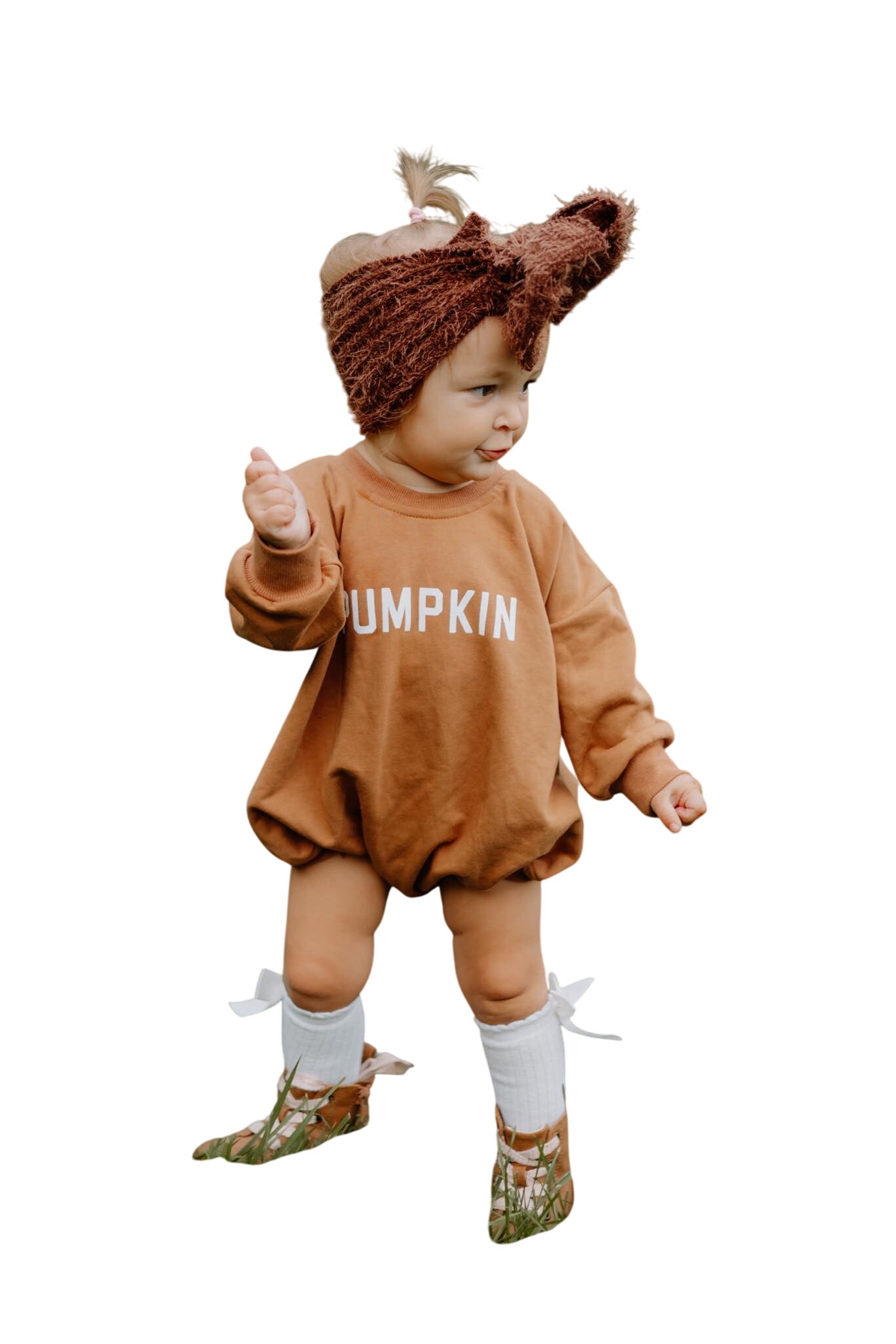 Pumpkin Sweatshirt Romper - Cream Or Orange