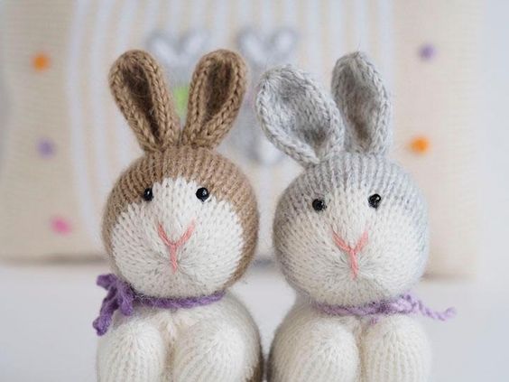 Bunnies With Bows Ornaments- Set Of 6