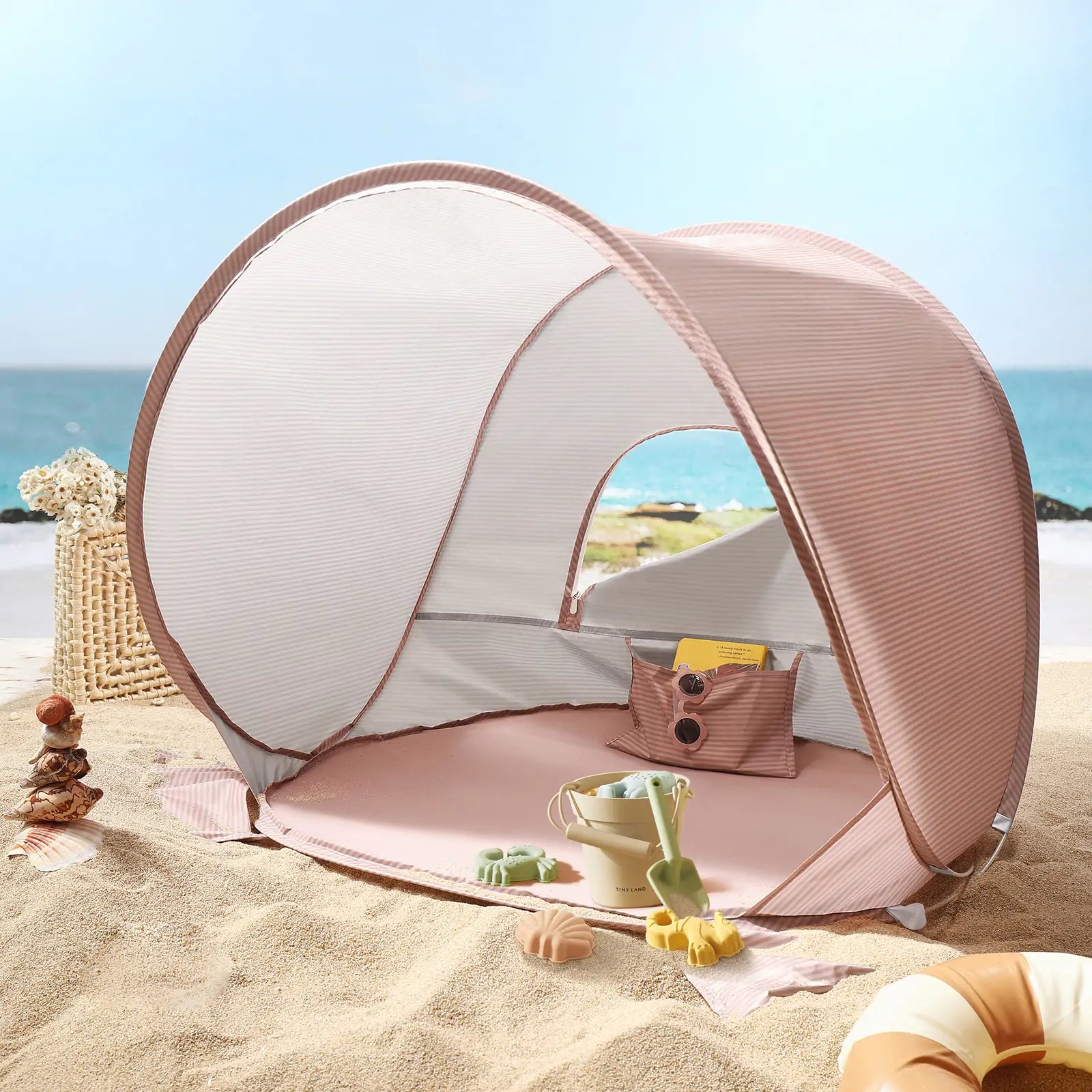 Tiny Land® One-stop Beach Toy & Tent Set – Blush Pink