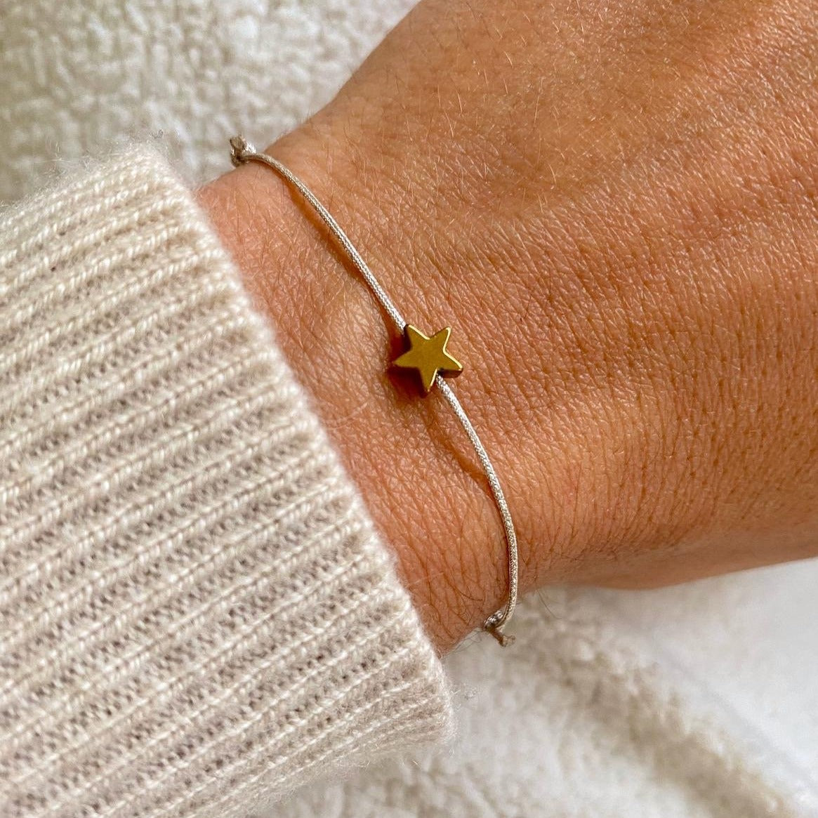 Gold Star Hematite Charm Bracelet