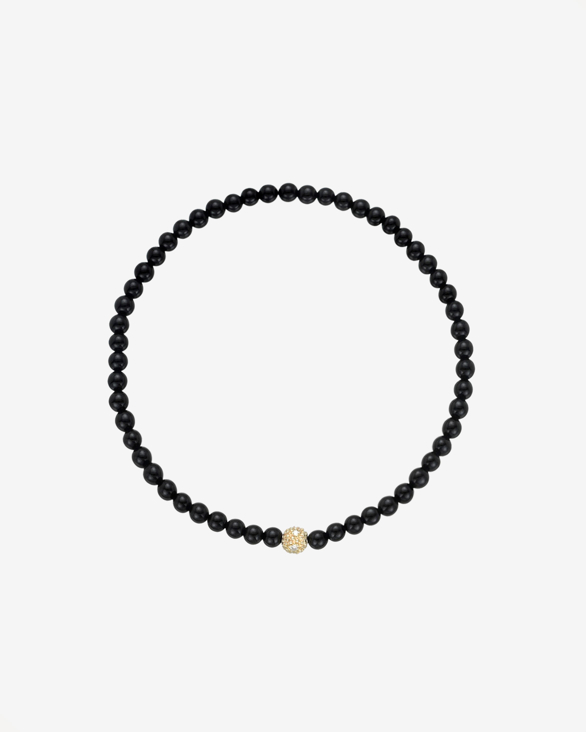 3mm Black Onyx Bead Bracelet With Diamond Bead