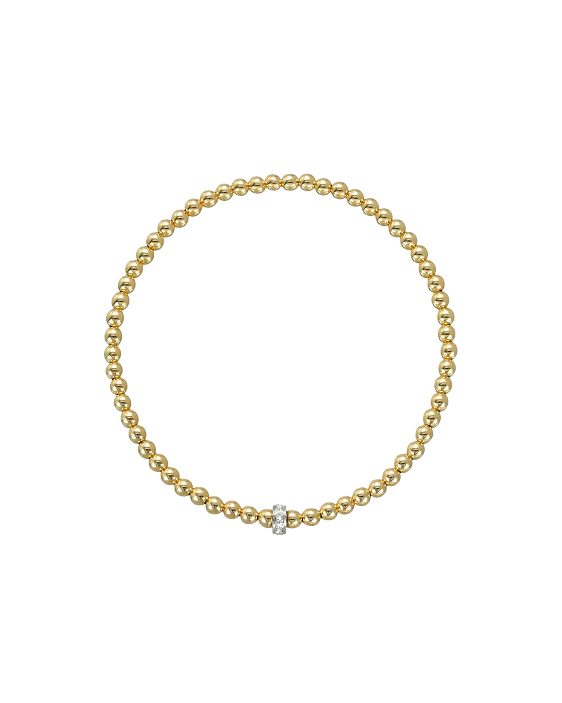 3mm Gold Bead Bracelet With Diamond Bar
