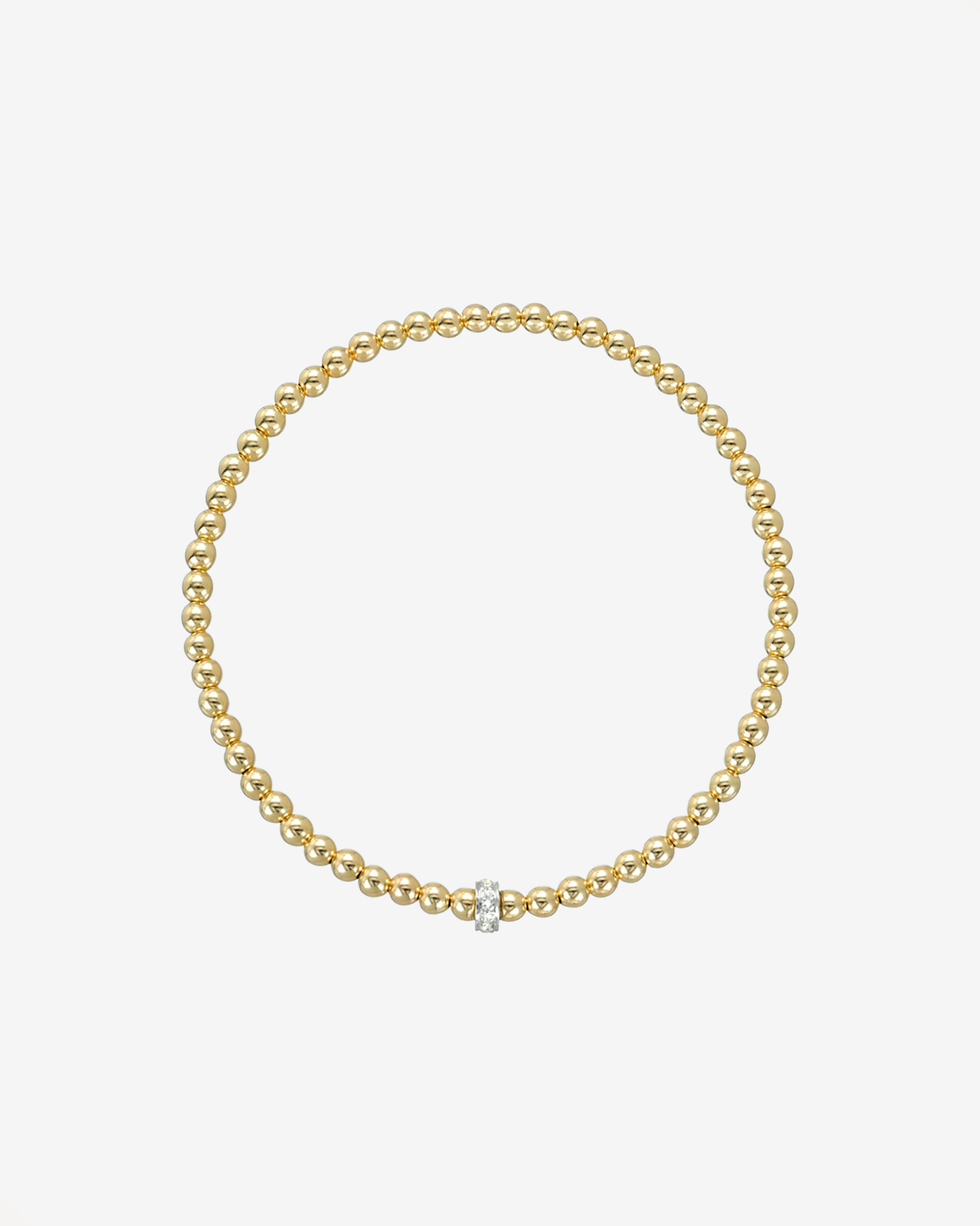 3mm Gold Bead Bracelet With Diamond Bar