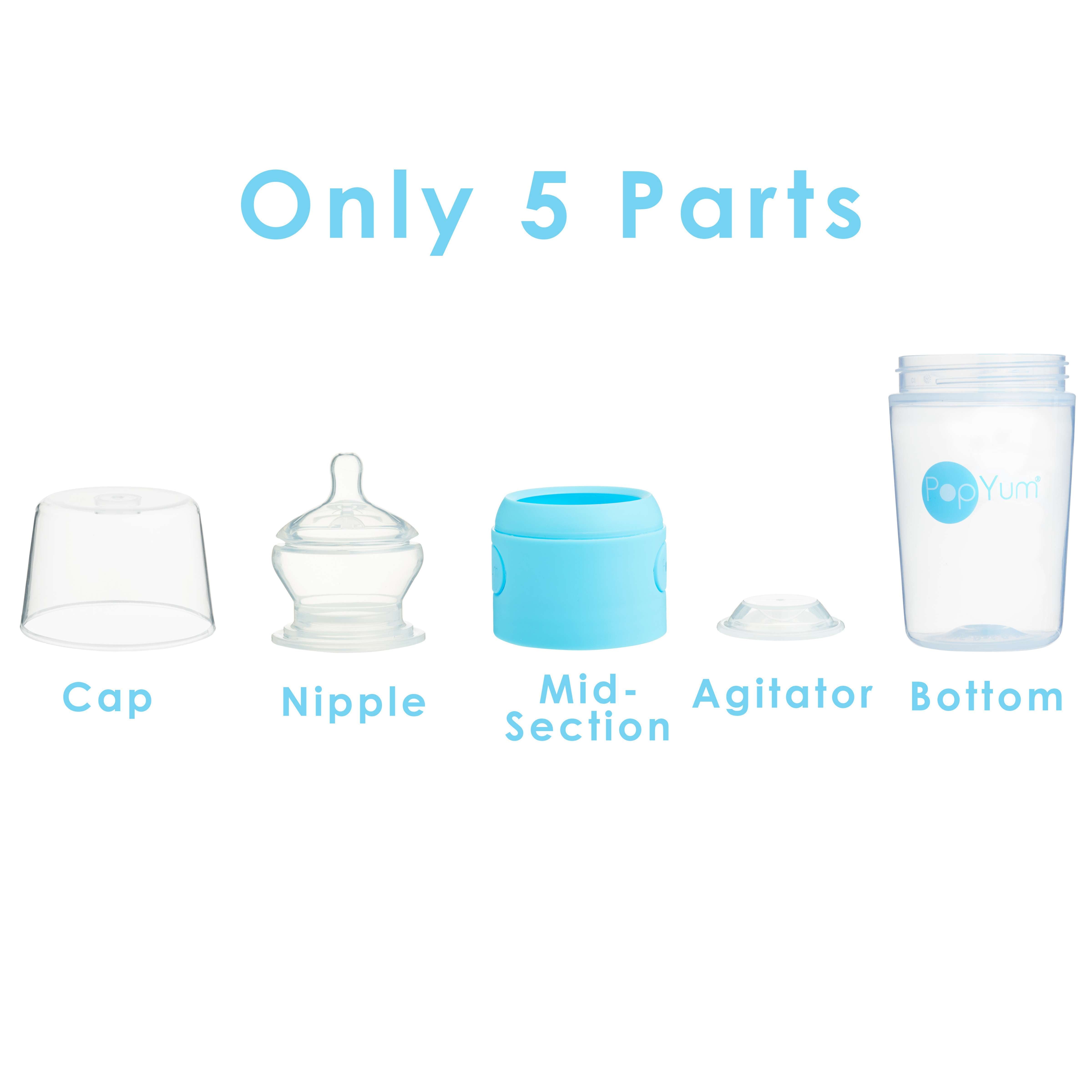 Popyum 9oz Anti-colic Baby Bottle For For Breast And Formula Feeding, 3-pack, Blue, #2 Medium Flow Nipples