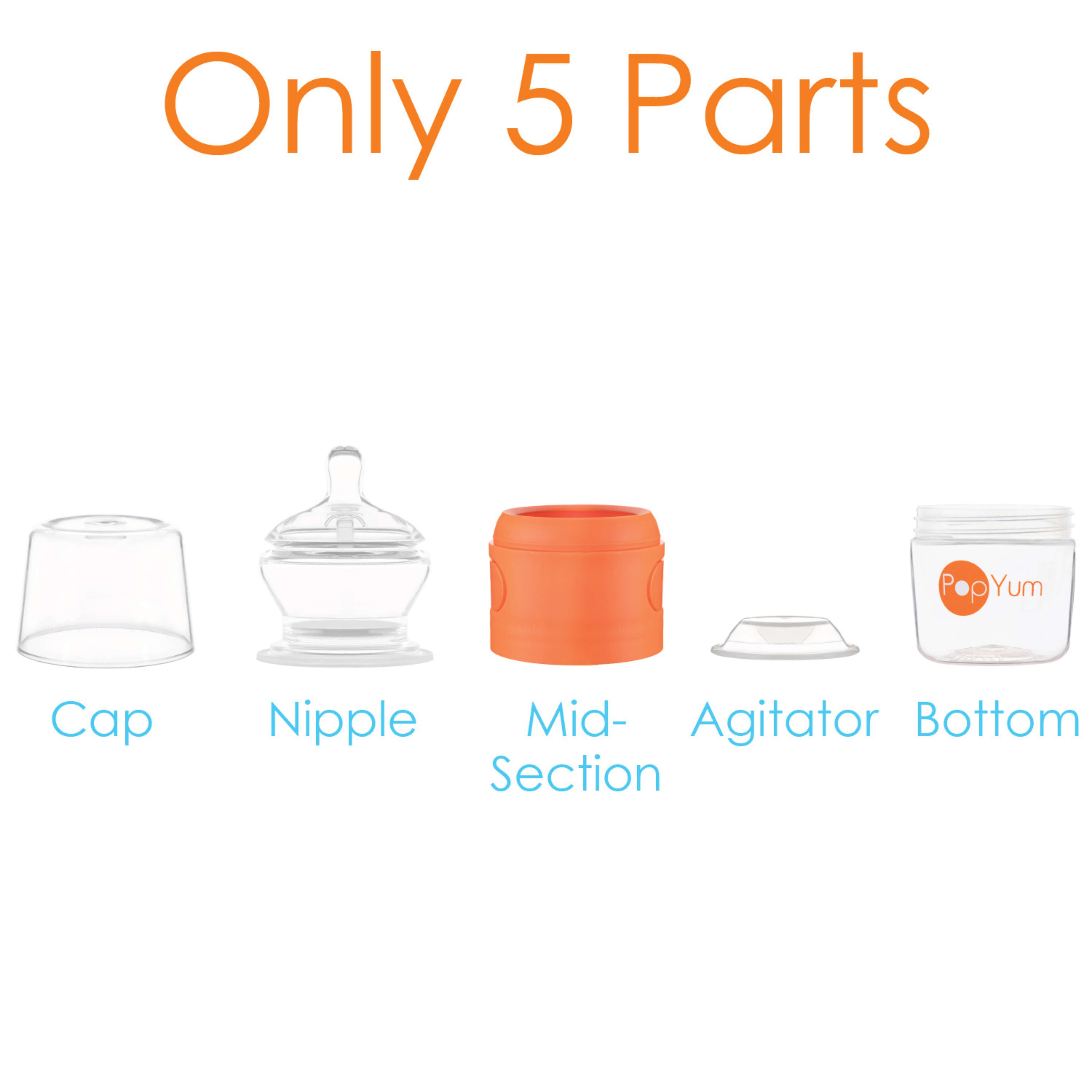 Popyum 5oz Anti-colic Baby Bottle For Breast And Formula Feeding, Orange, #1 Slow Flow Nipple