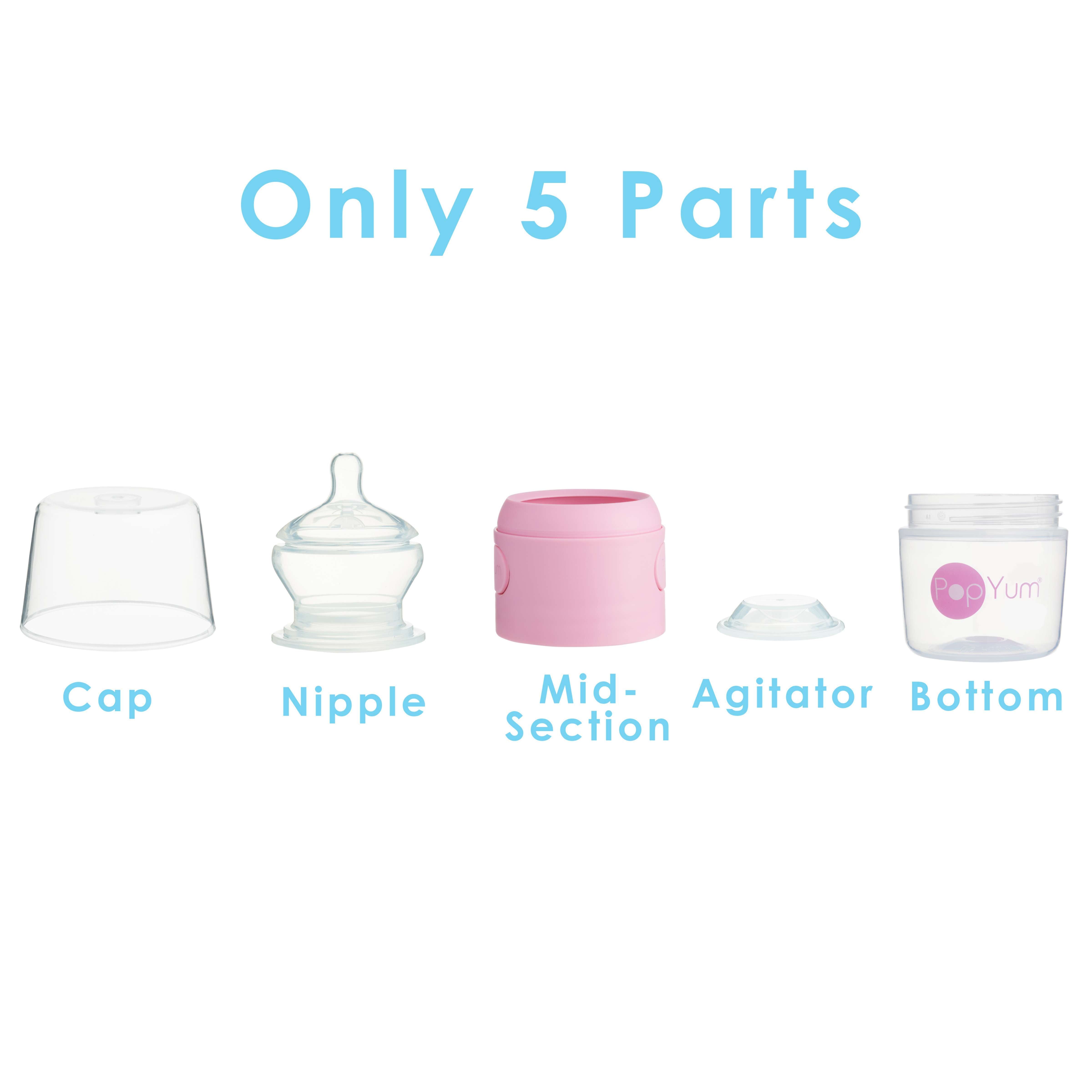 Popyum 5oz Anti-colic Baby Bottle For Breast And Formula Feeding, 3-pack, Pink, #1 Slow Flow Nipples