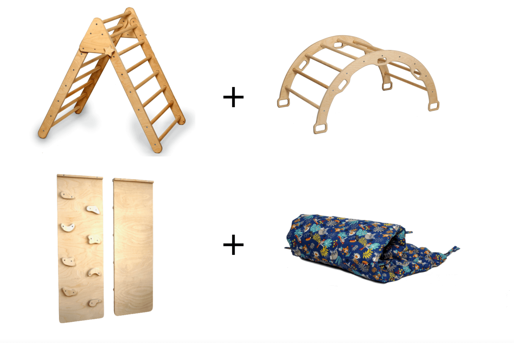 4 Pieces Climbing Set - Climbing Triangle, Arch Rocker, Pillow, And 2in1 Ramp