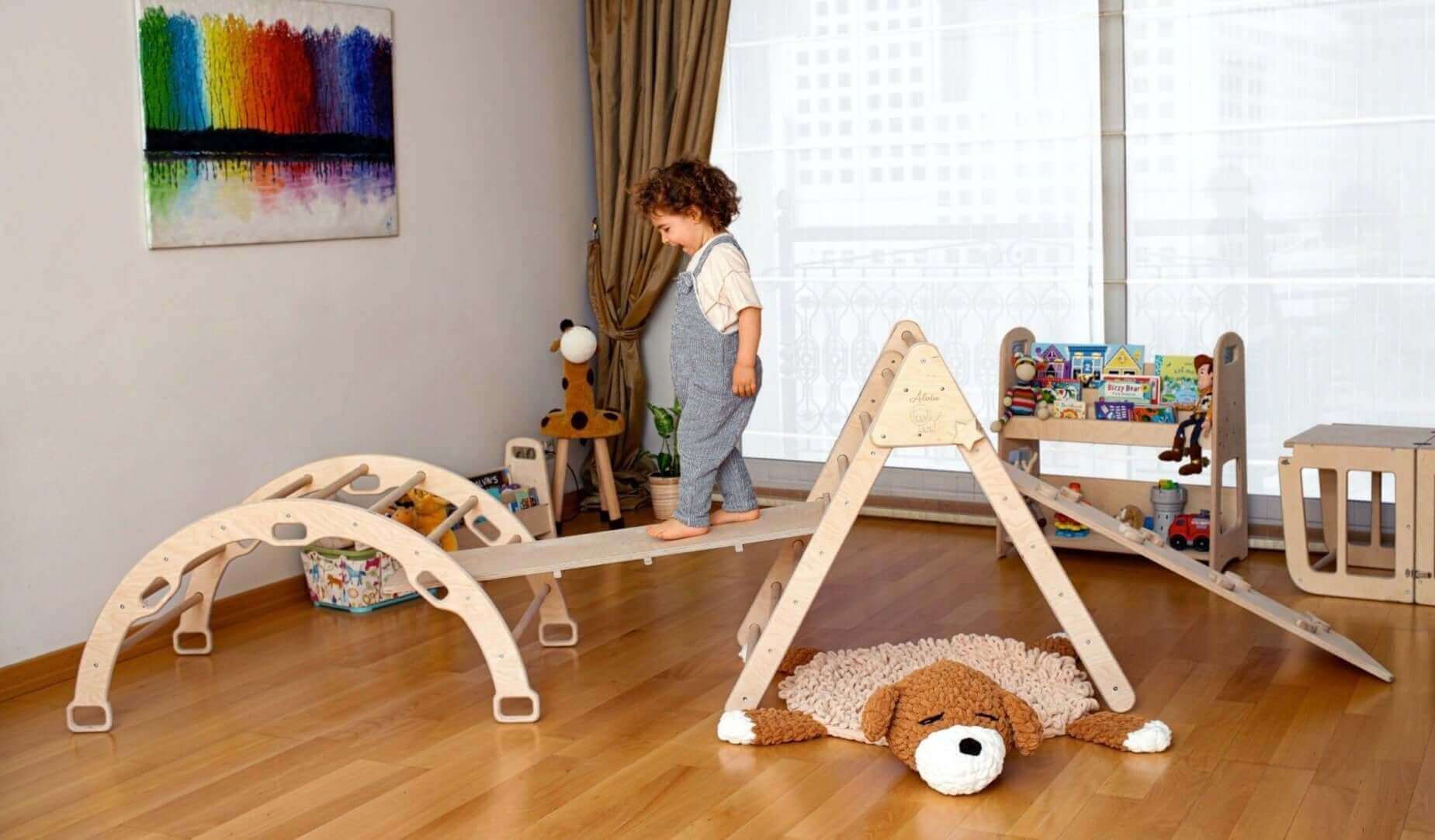 5 Pieces Climbing Set - Climbing Triangle / Arch Rocker, Xl Pillow, And 2 Ramps