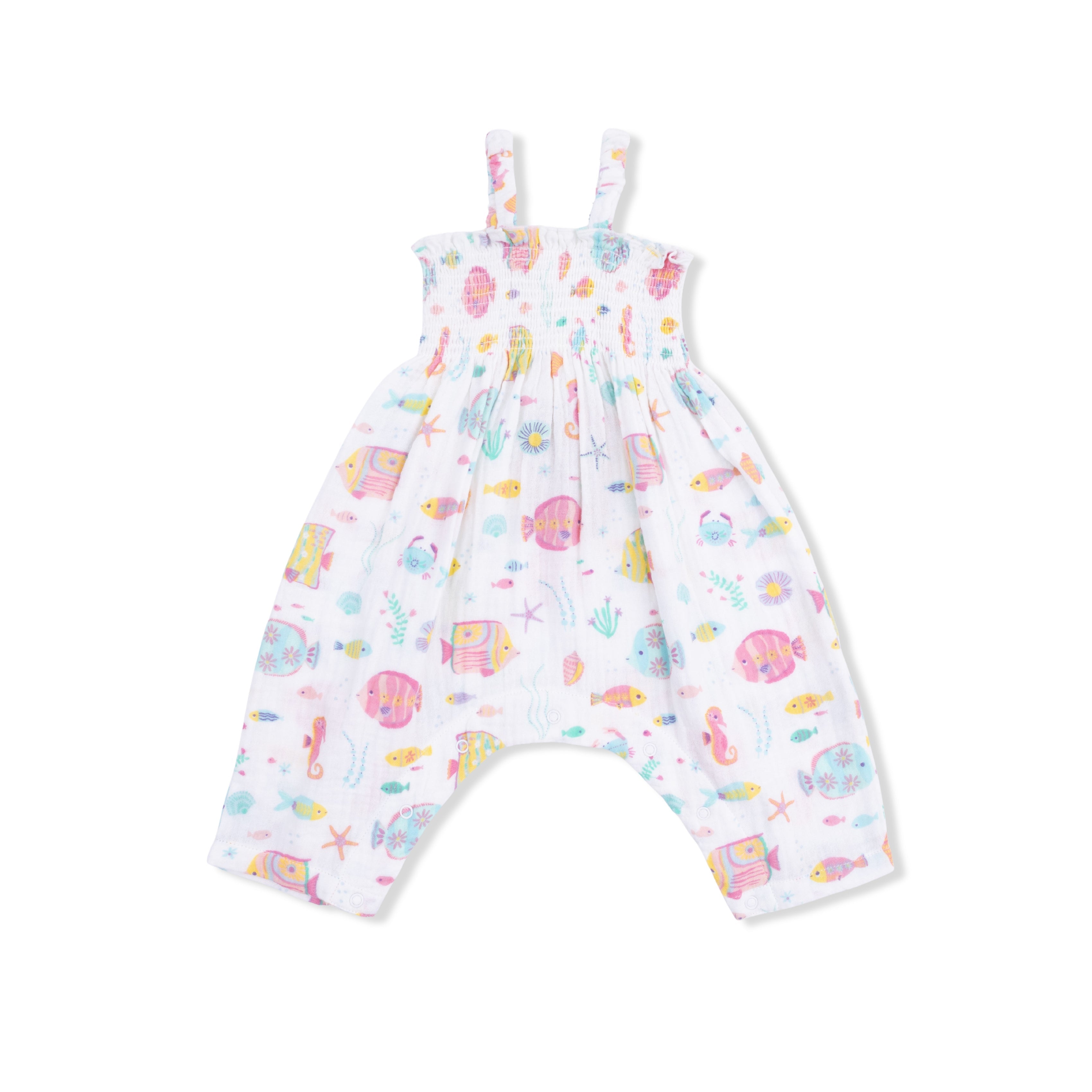 Sunny Coral Reef Fish - Smocked Romper