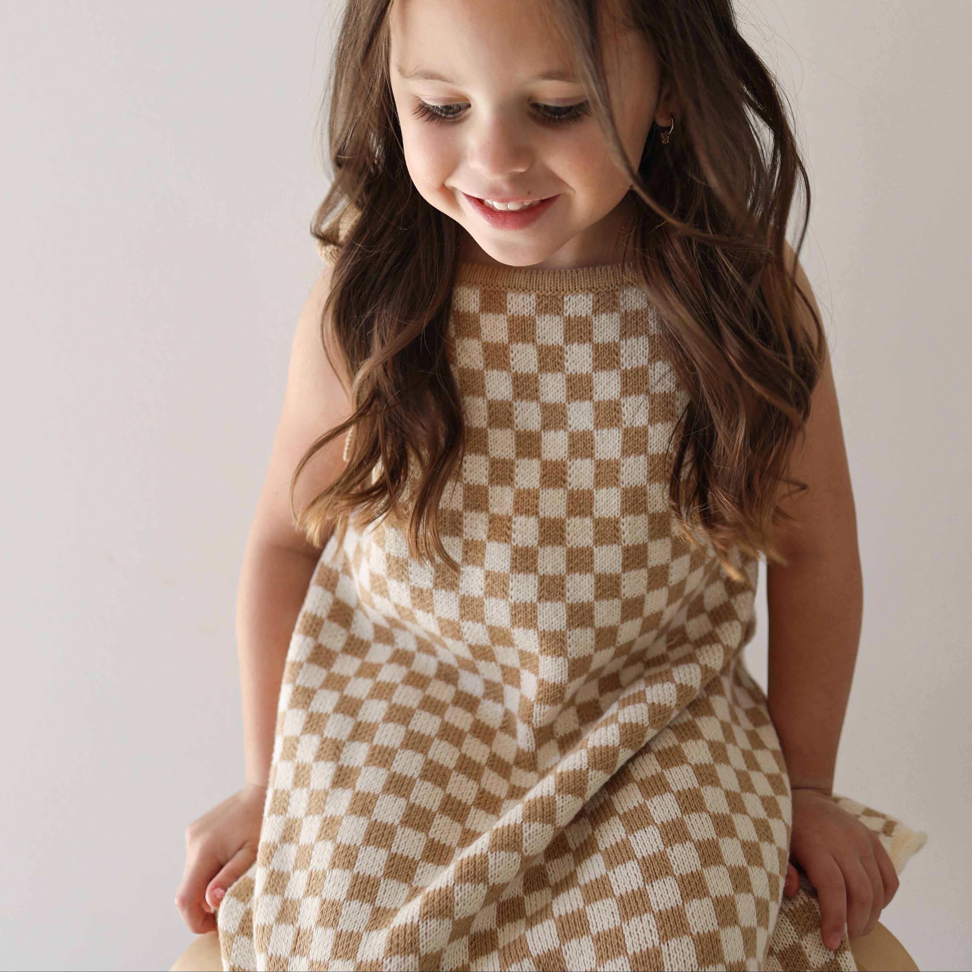 Knit Dress | Latte Check