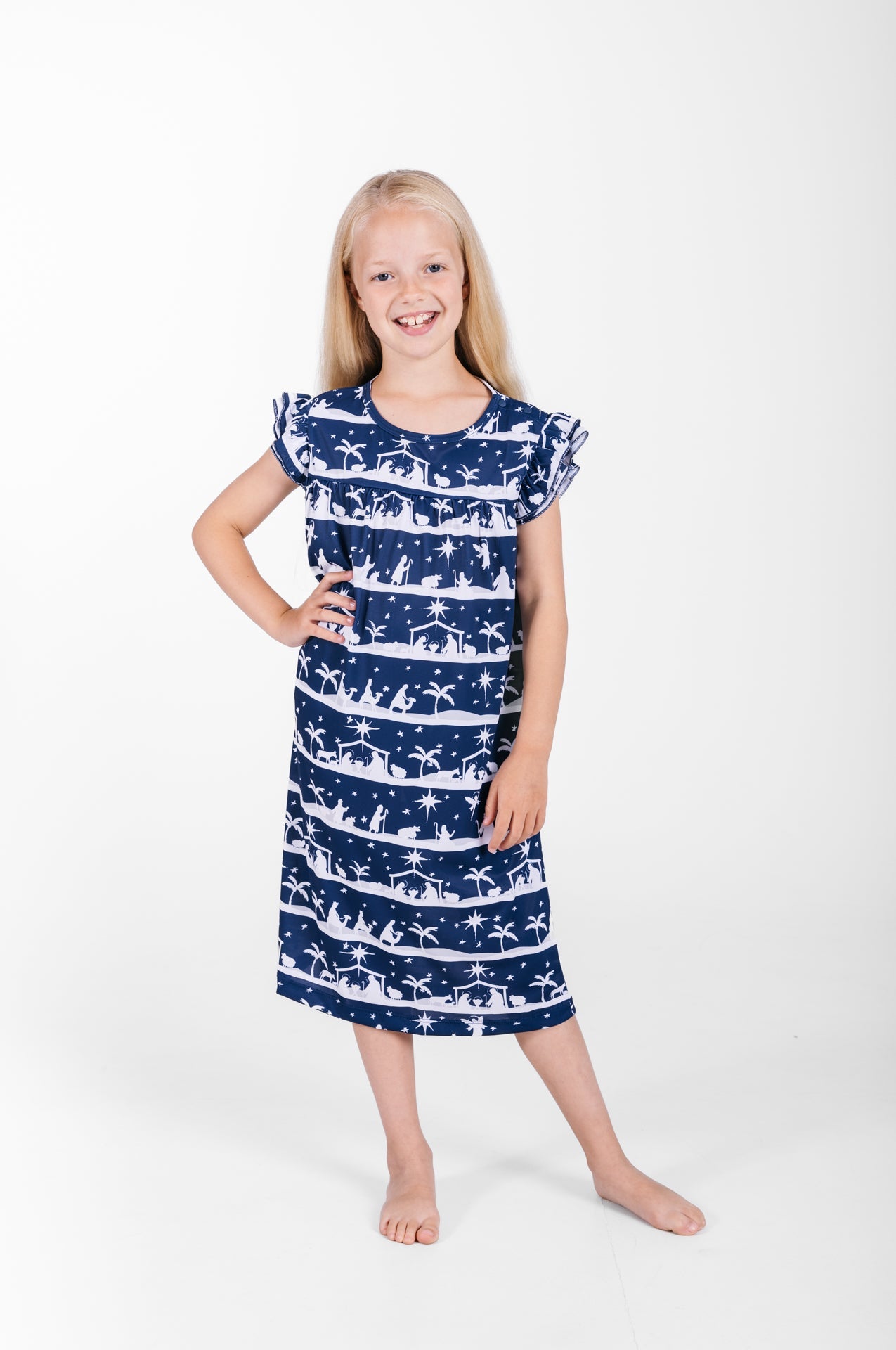 Starry Night Pj Girls Nightgown Polyester