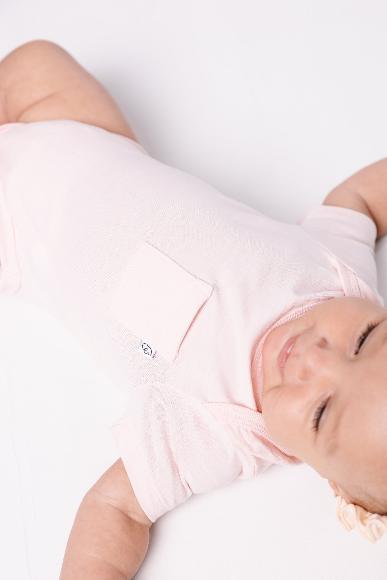 Pink Prayer Pocket Short Sleeve Bodysuit Cotton