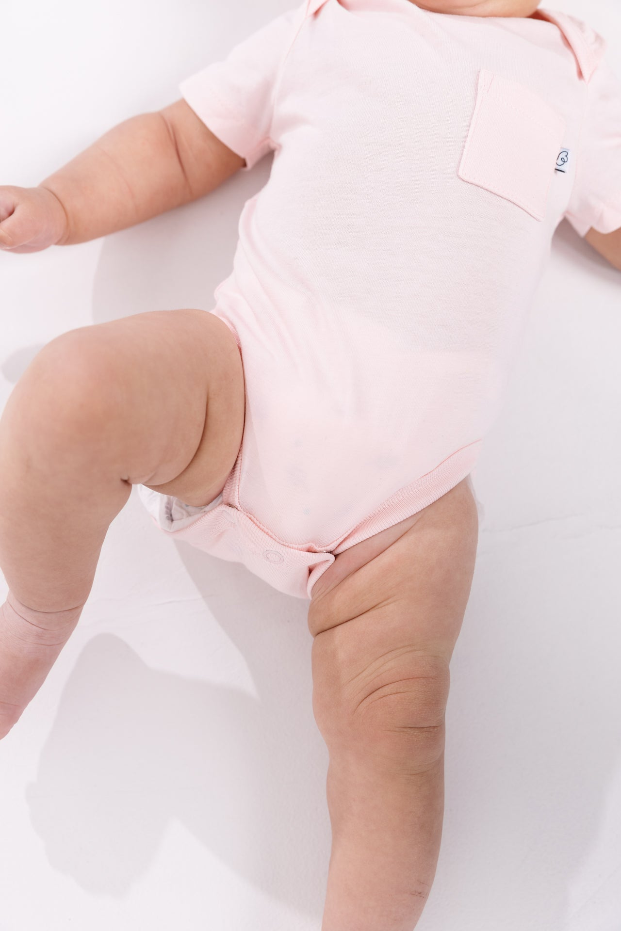 Pink Prayer Pocket Short Sleeve Bodysuit Cotton