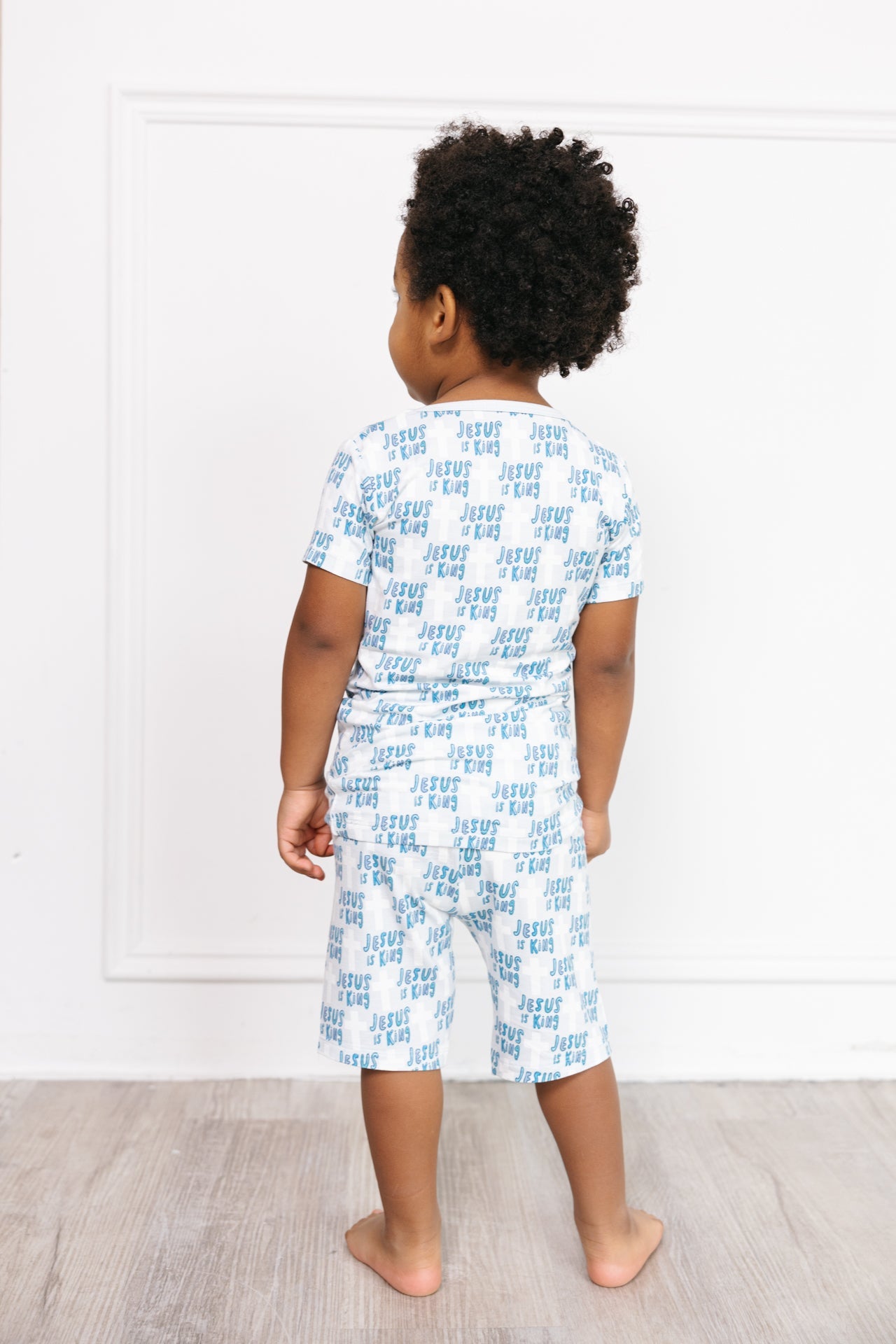Jesus Is King Blue Pj Shorts Set Bamboo