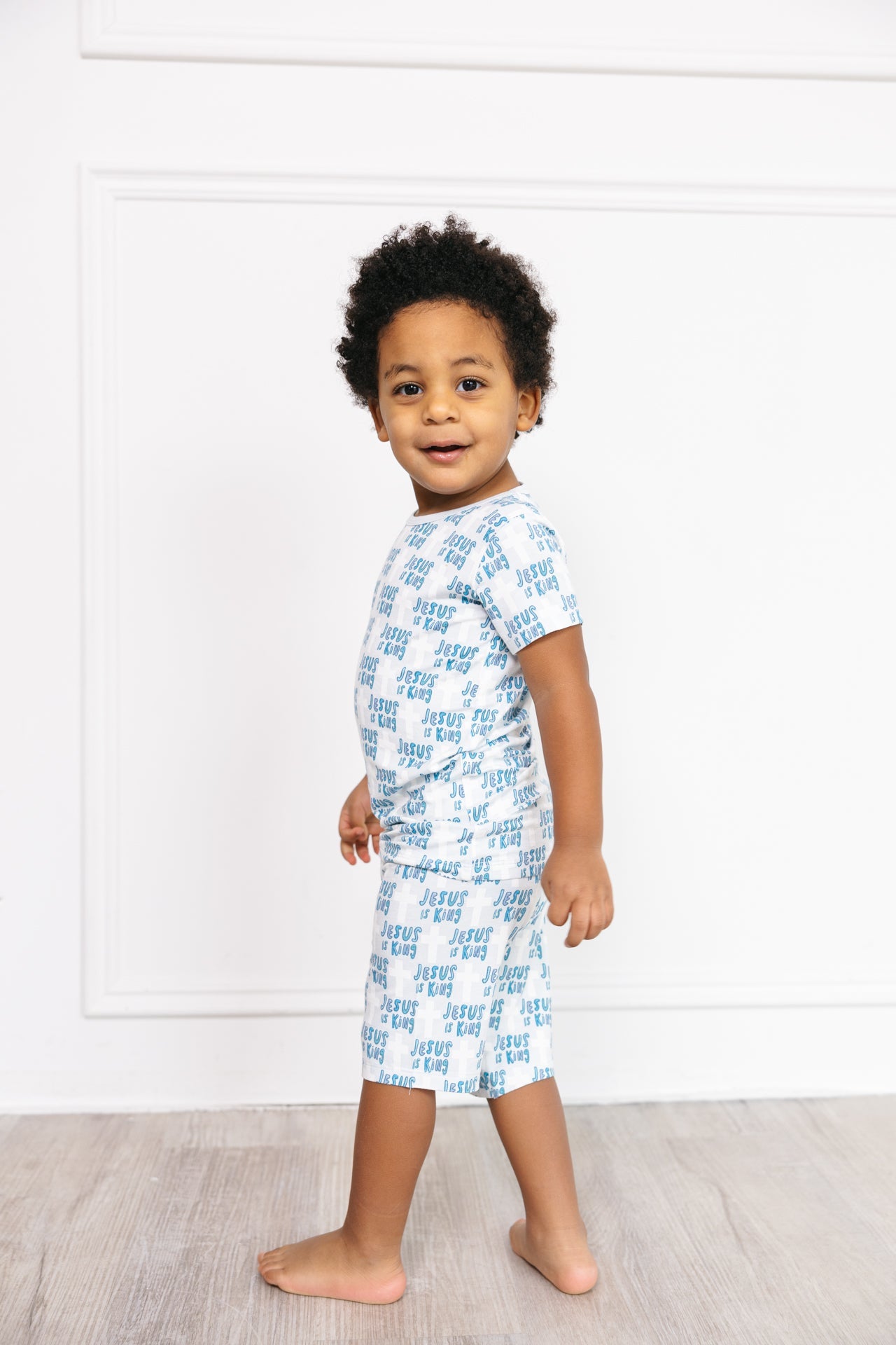 Jesus Is King Blue Pj Shorts Set Bamboo