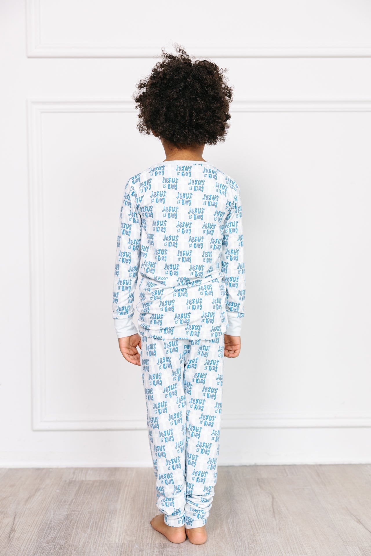 Jesus Is King Blue Pj Long Sleeve Set Bamboo