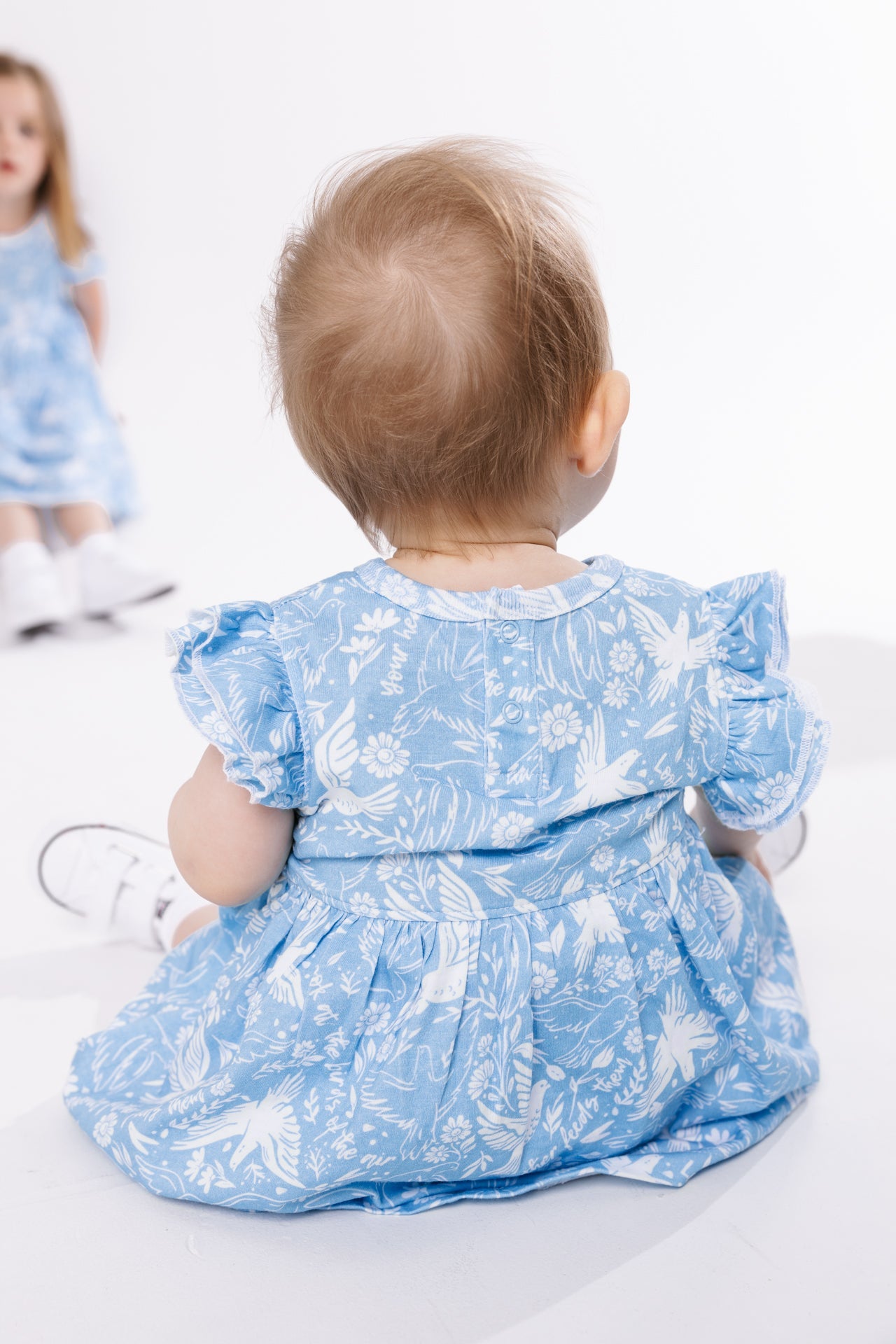 Birds Of The Air Short Sleeve Twirl Dress Bodysuit Cotton