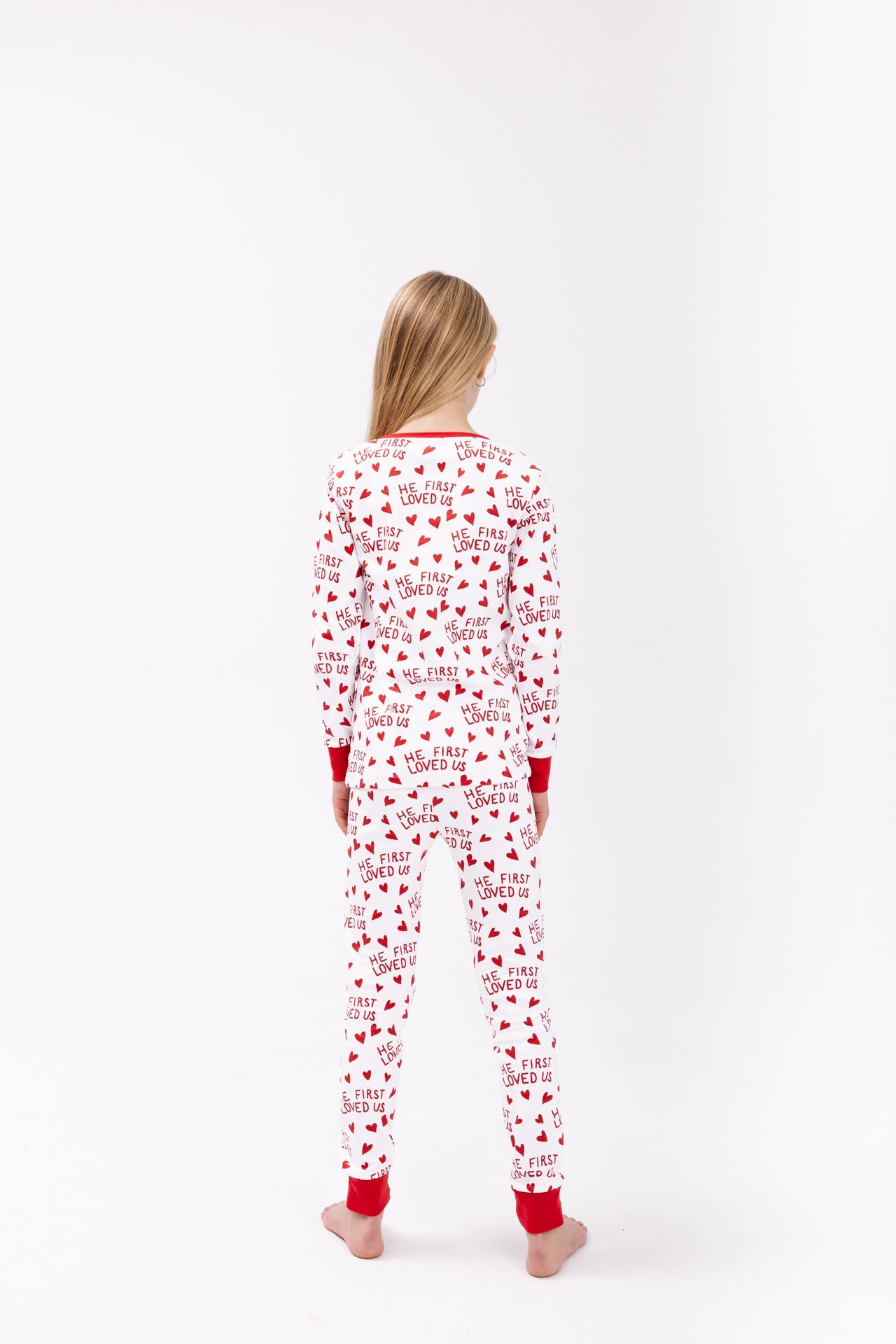 He First Loved Us Red Pj Long Sleeve Set Cotton
