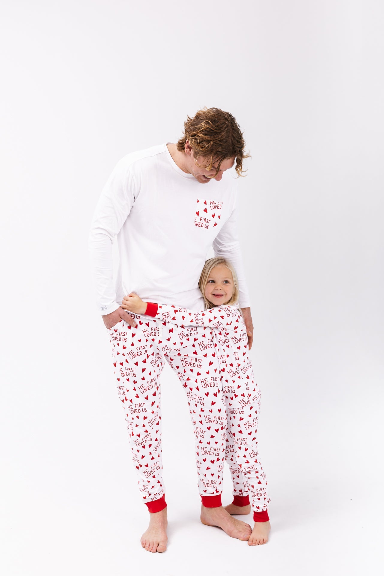 He First Loved Us Red Men's Pj Set Cotton
