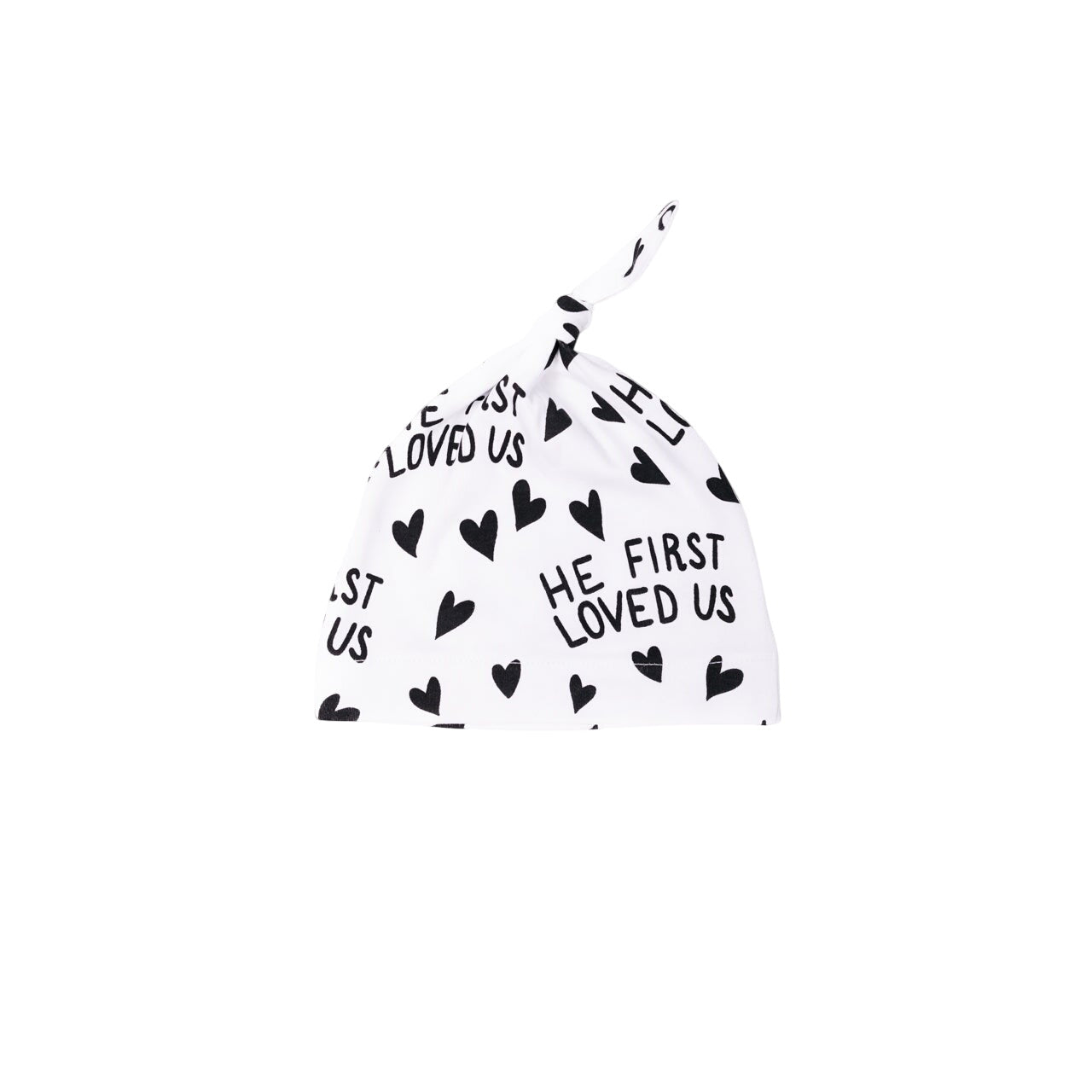 He First Loved Us Knotted Hat Cotton