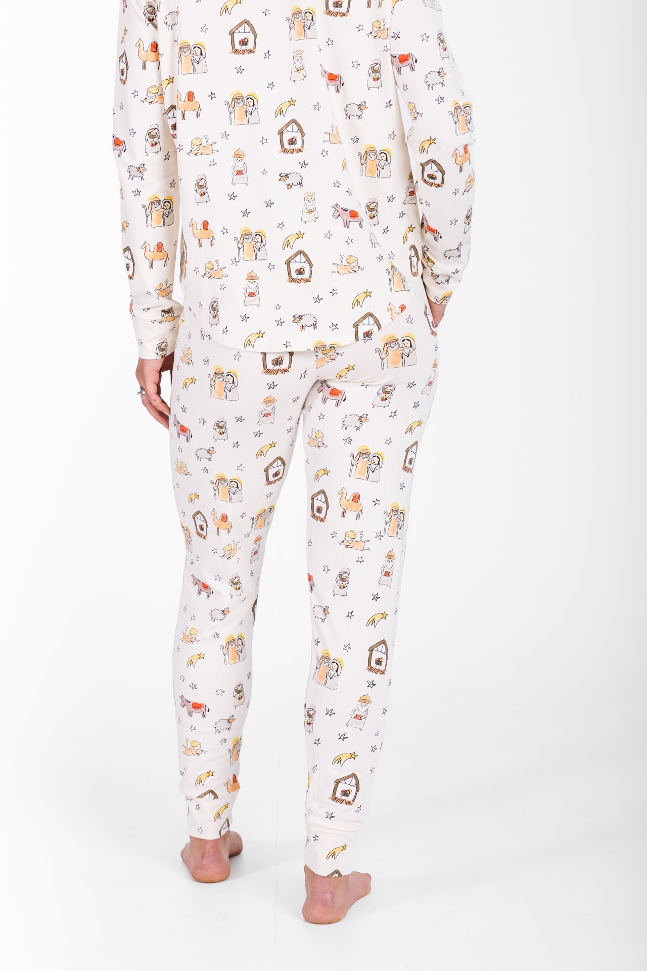 Away In A Manger Womens Jogger Pj Set Cotton