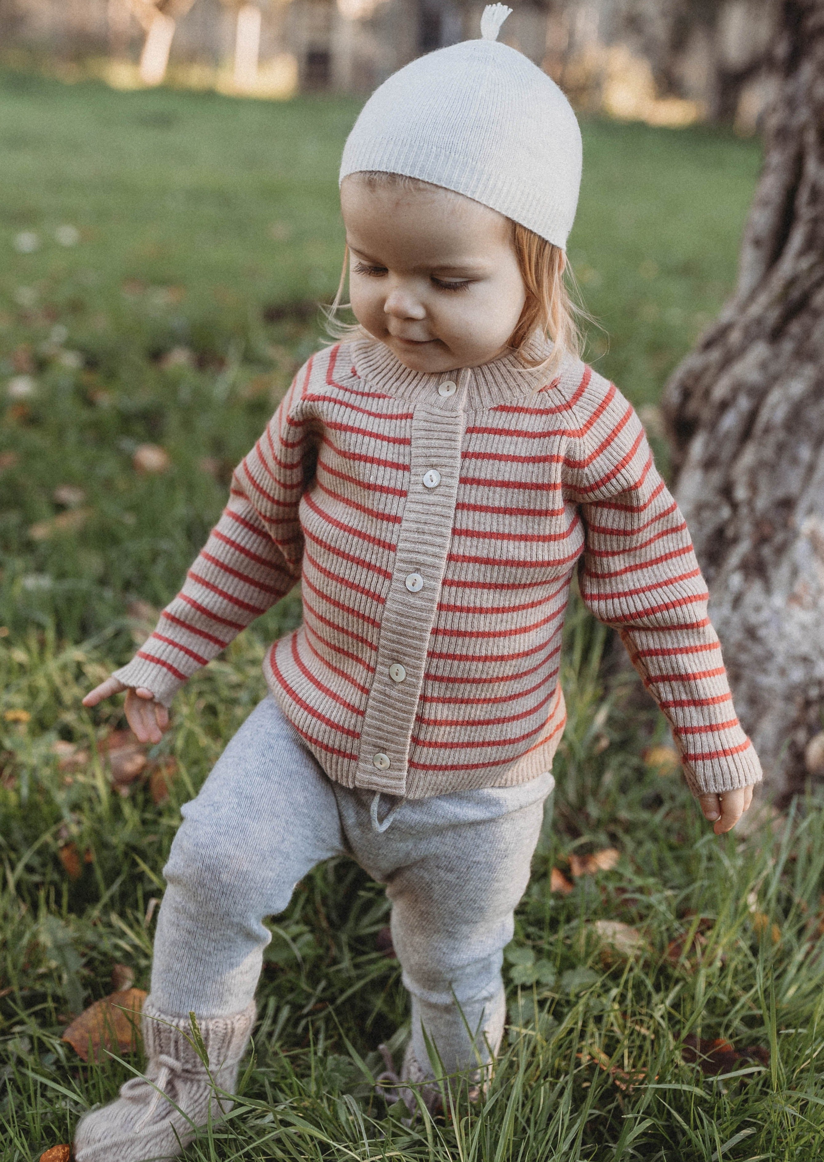 Cashmere Cardigan | Red/beige