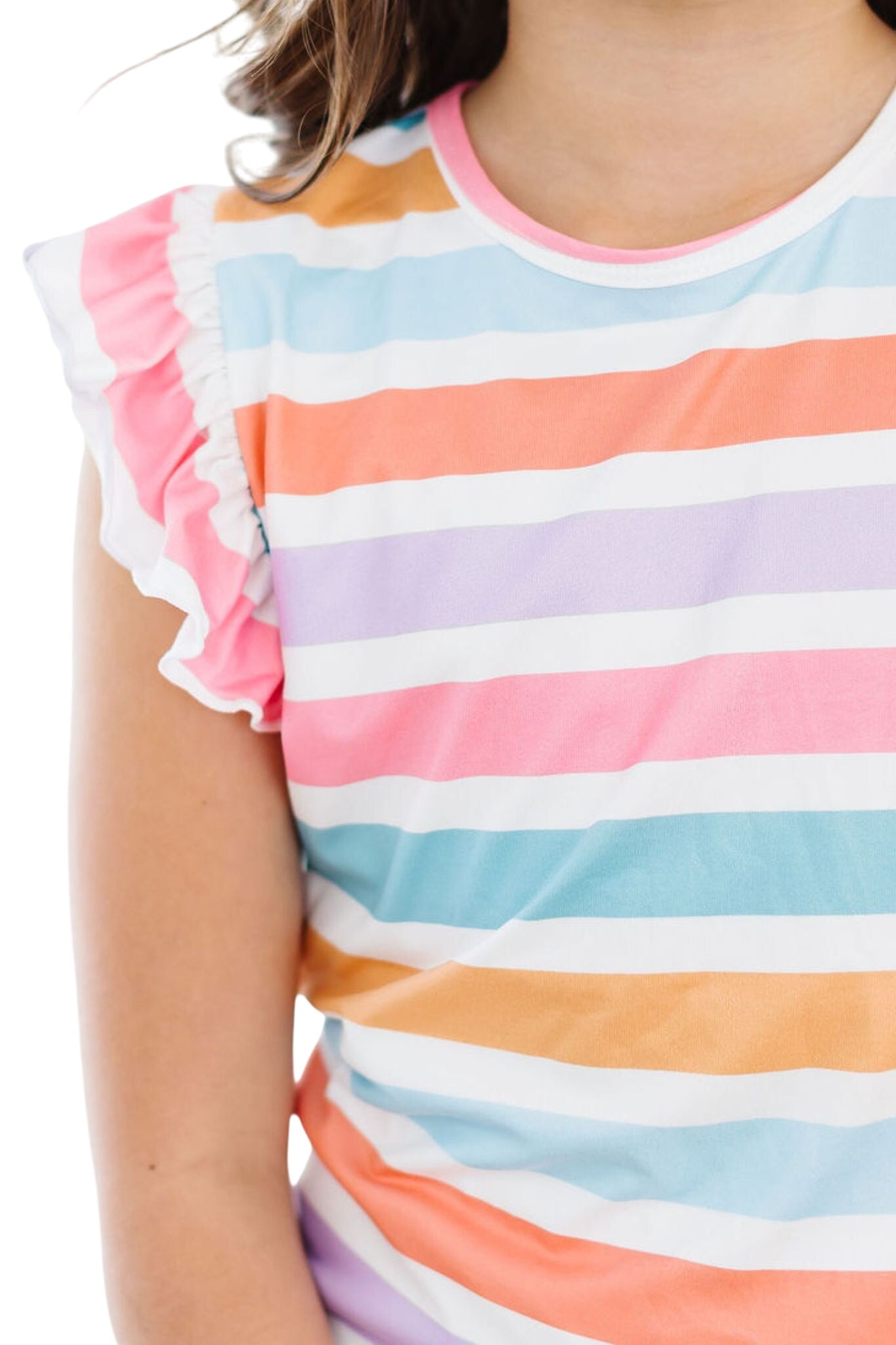 Spring Stripes S/s Ruffle Tee