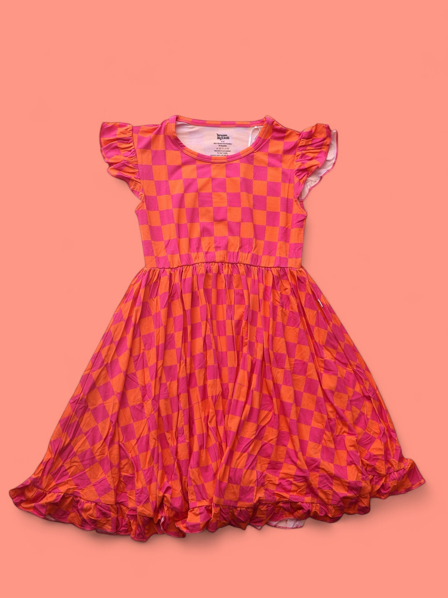 Neon Dreams Checkers Dream Ruffle Dress