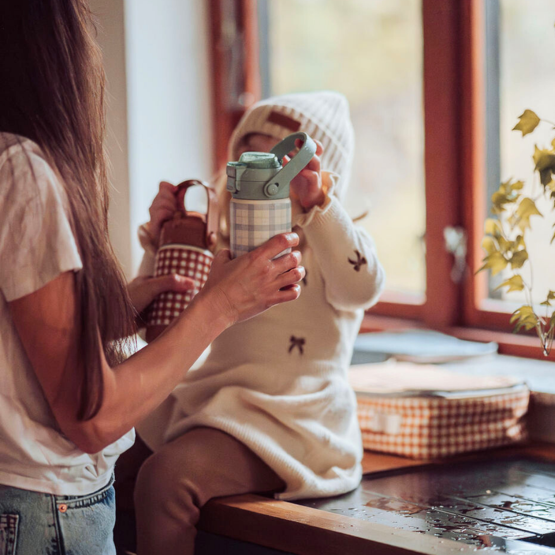 Sip + Chug 2 In 1 Thermo Water Bottle 12 Oz. | Fern Plaid