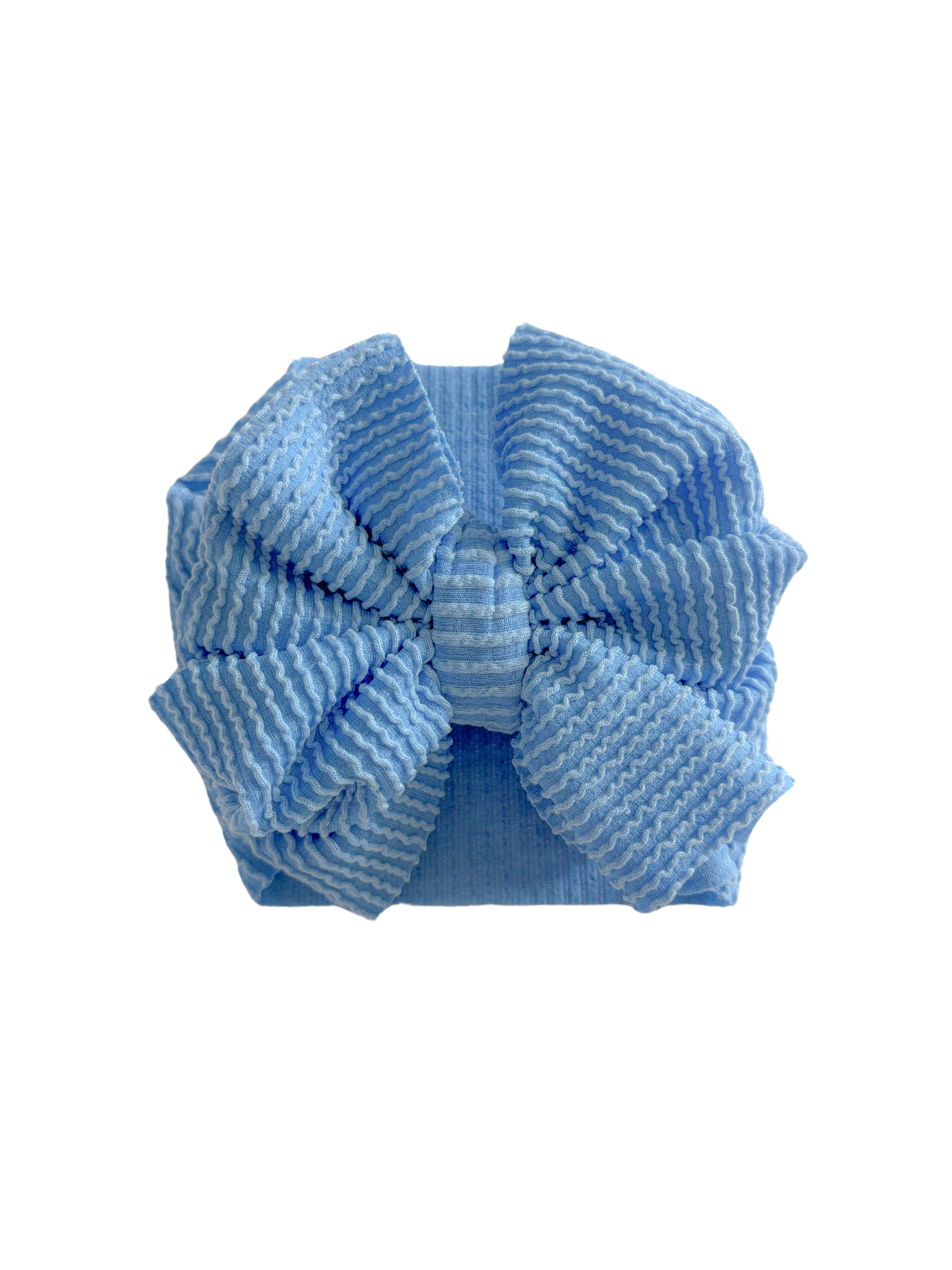 Ribbed Headwrap Bow- Azure