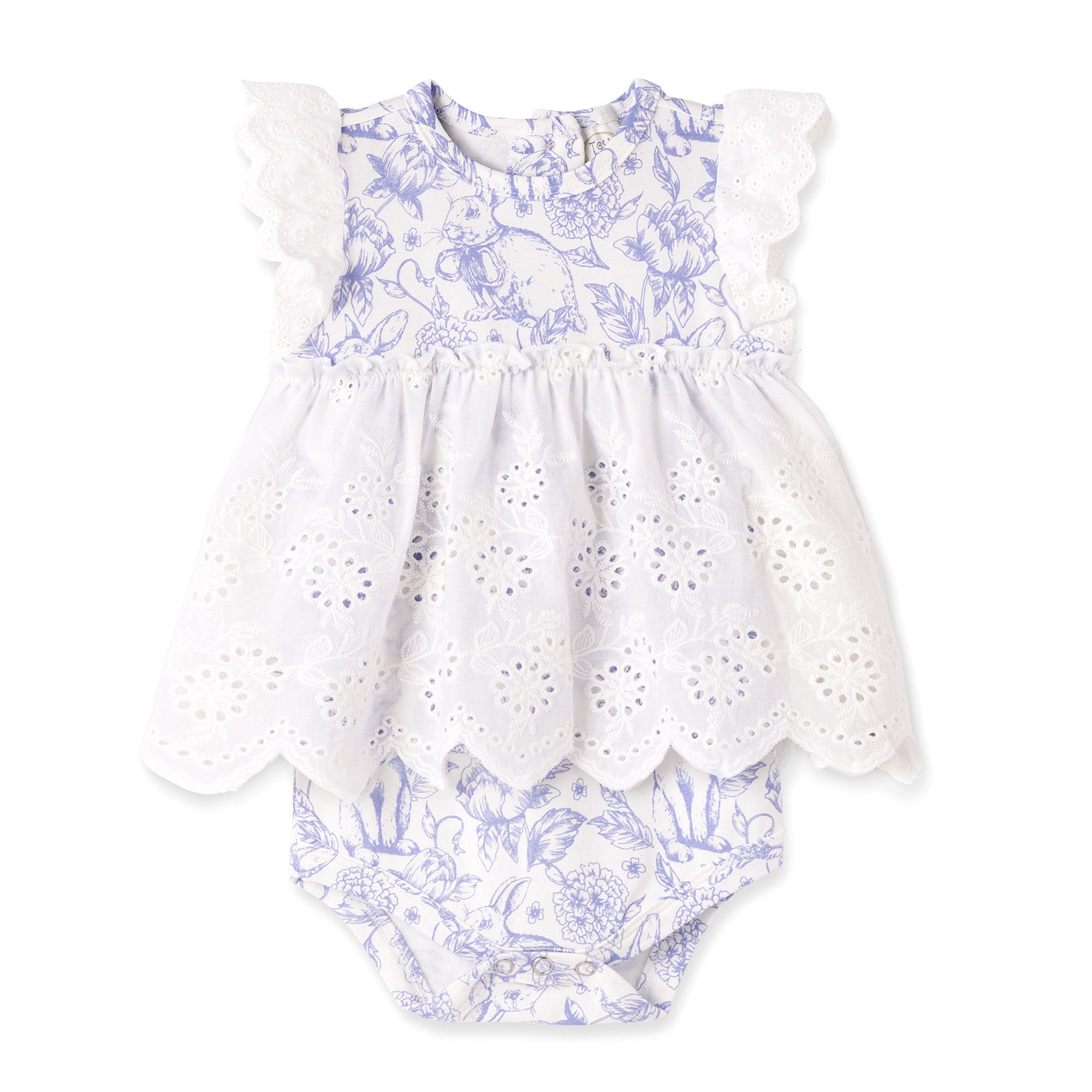 Easter Bunny Toile Lace Skirted Bodysuit
