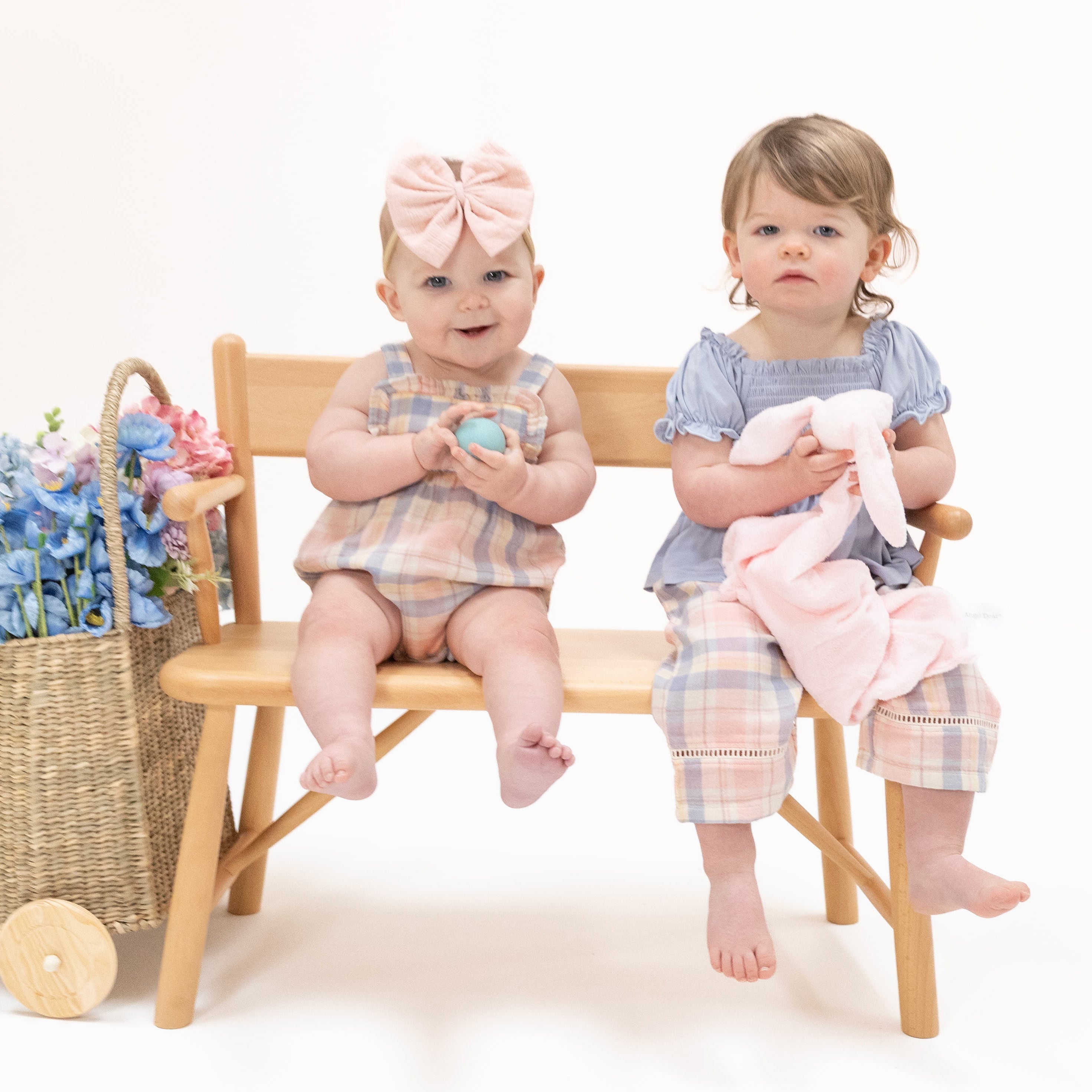 Dusty Plaid - Smocked Blouse And Pant Set
