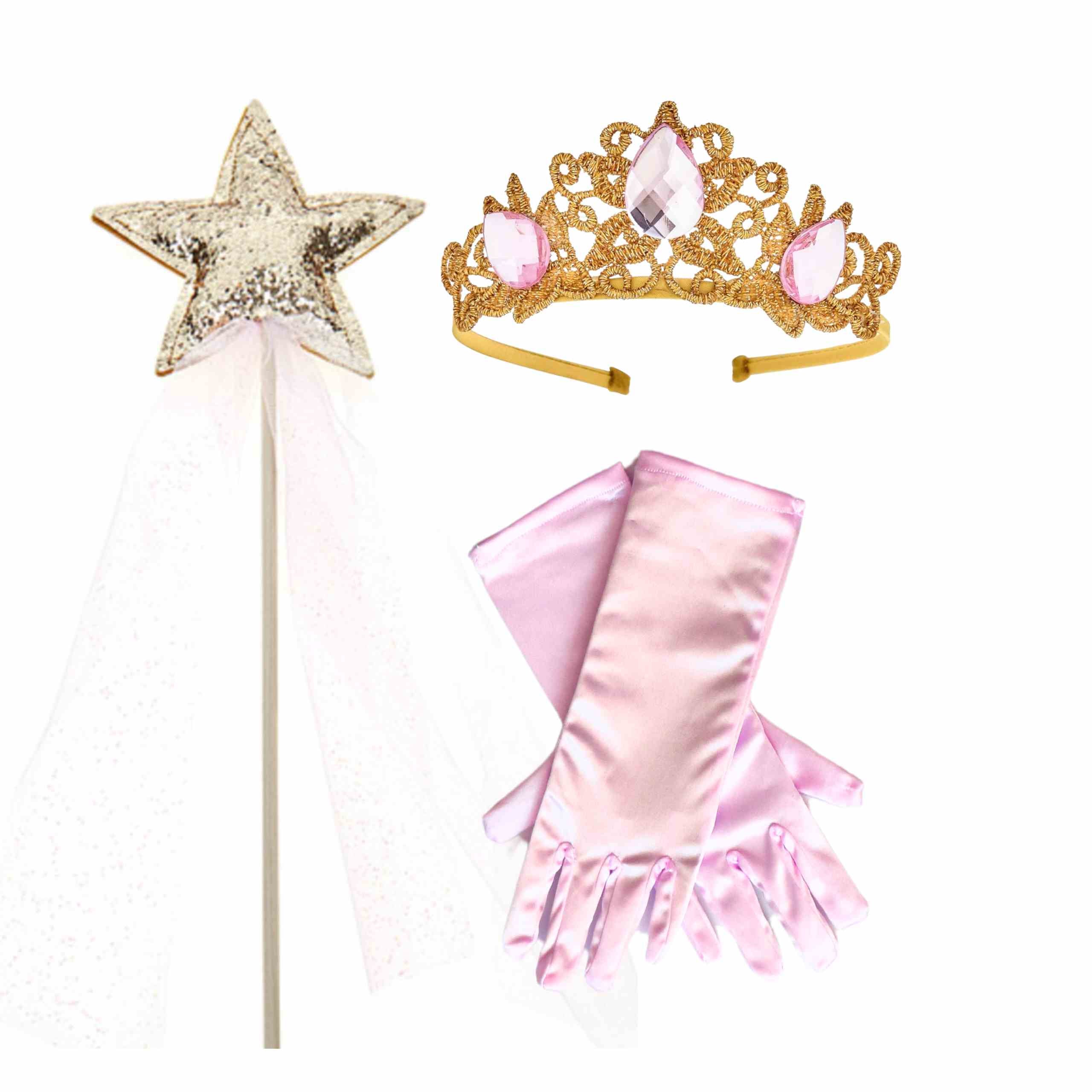 Raven Princess Crown & Wand Set , Pink & Gold