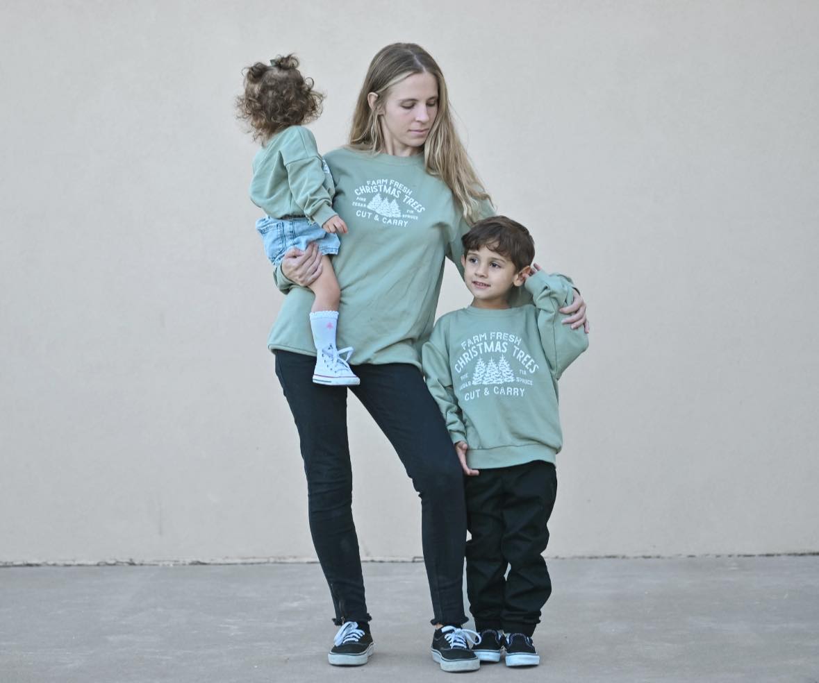 Adult Farm Fresh Christmas Trees Crewneck Sweatshirt