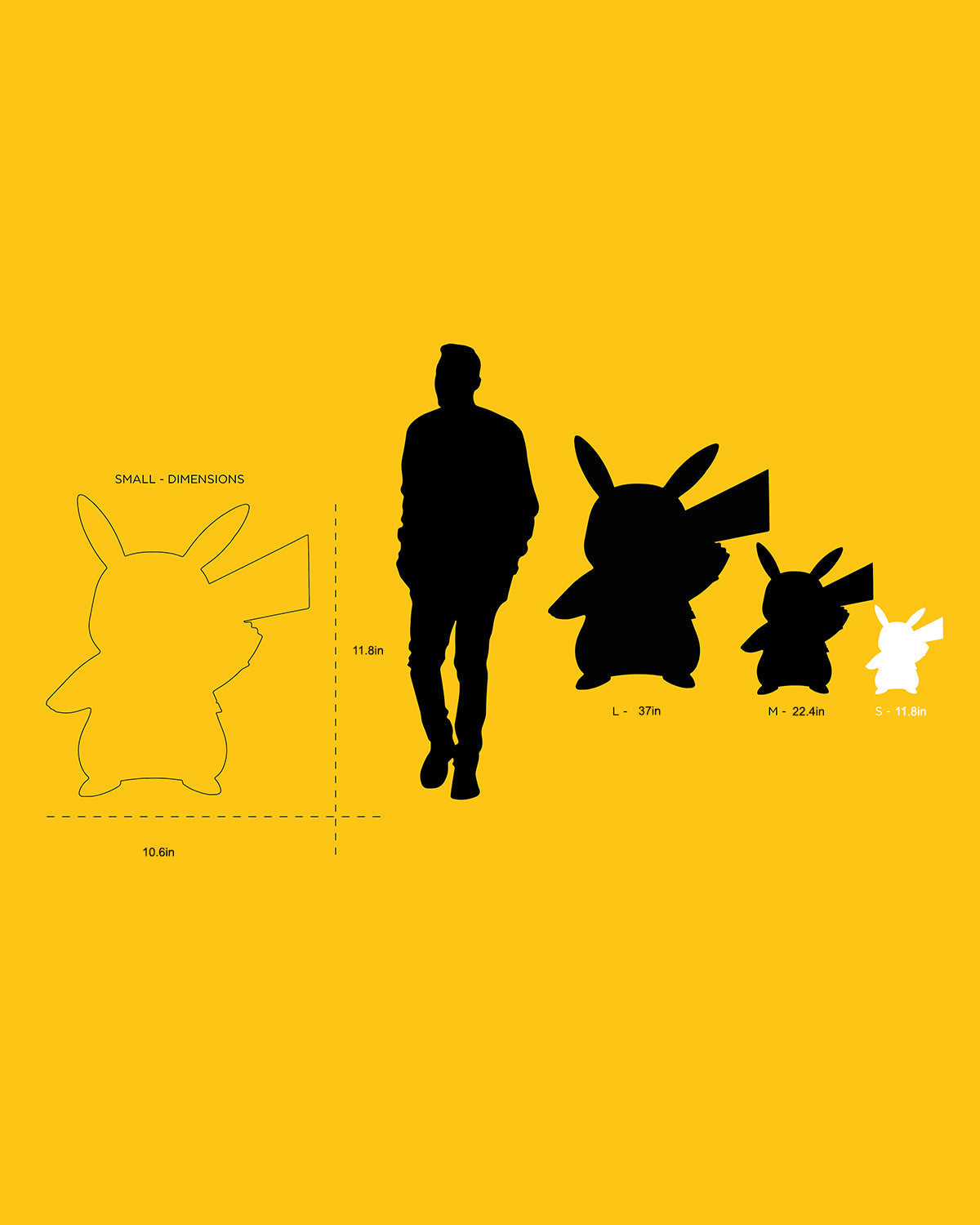 Pikachu Pokemon Original Yellow 12in