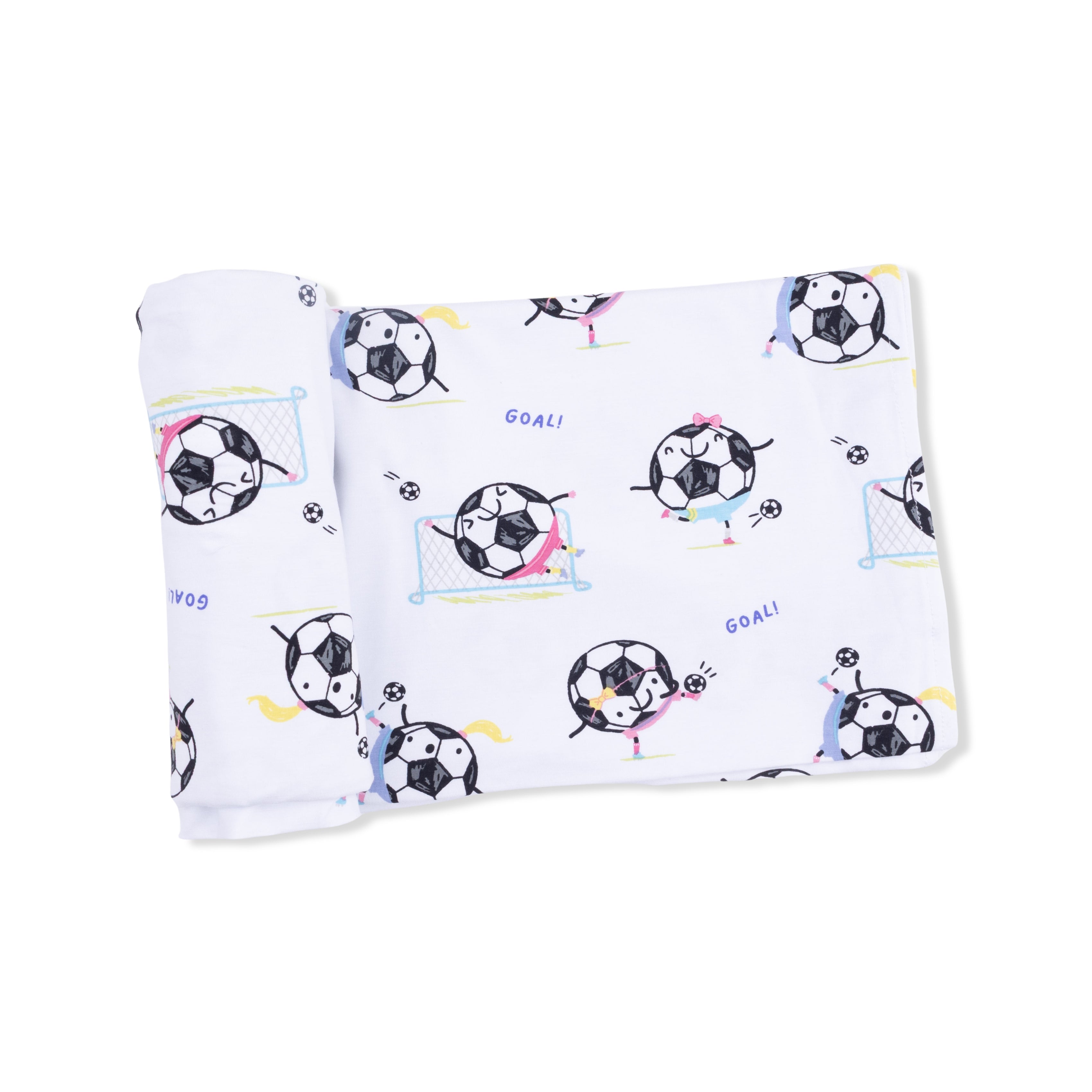 Soccer Balls Playing Soccer Pink - Swaddle Blanket