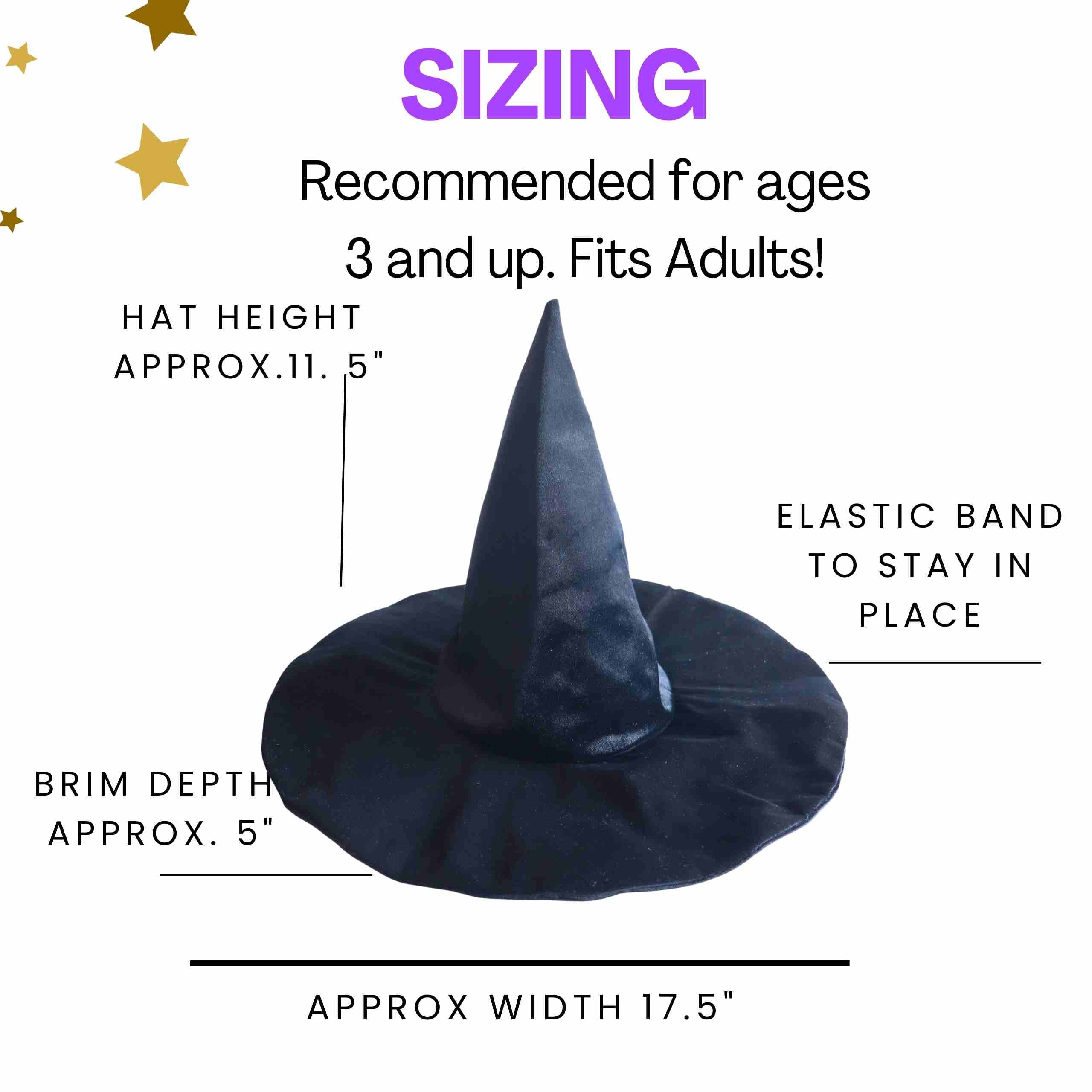 Velvet Witch Hat - Black Kids Or Adults
