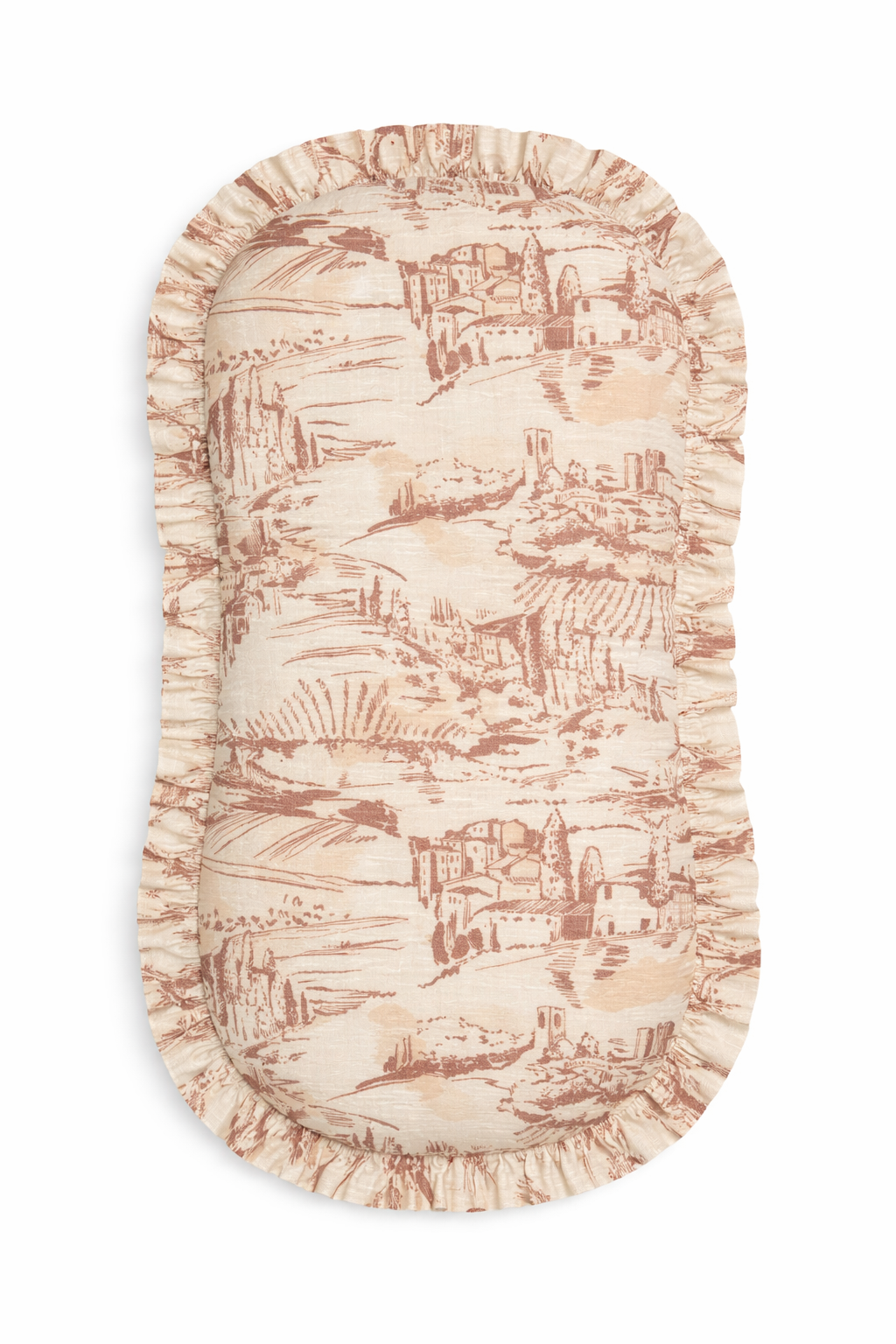 Brown Toile Ruffle Baby Lounger Cover