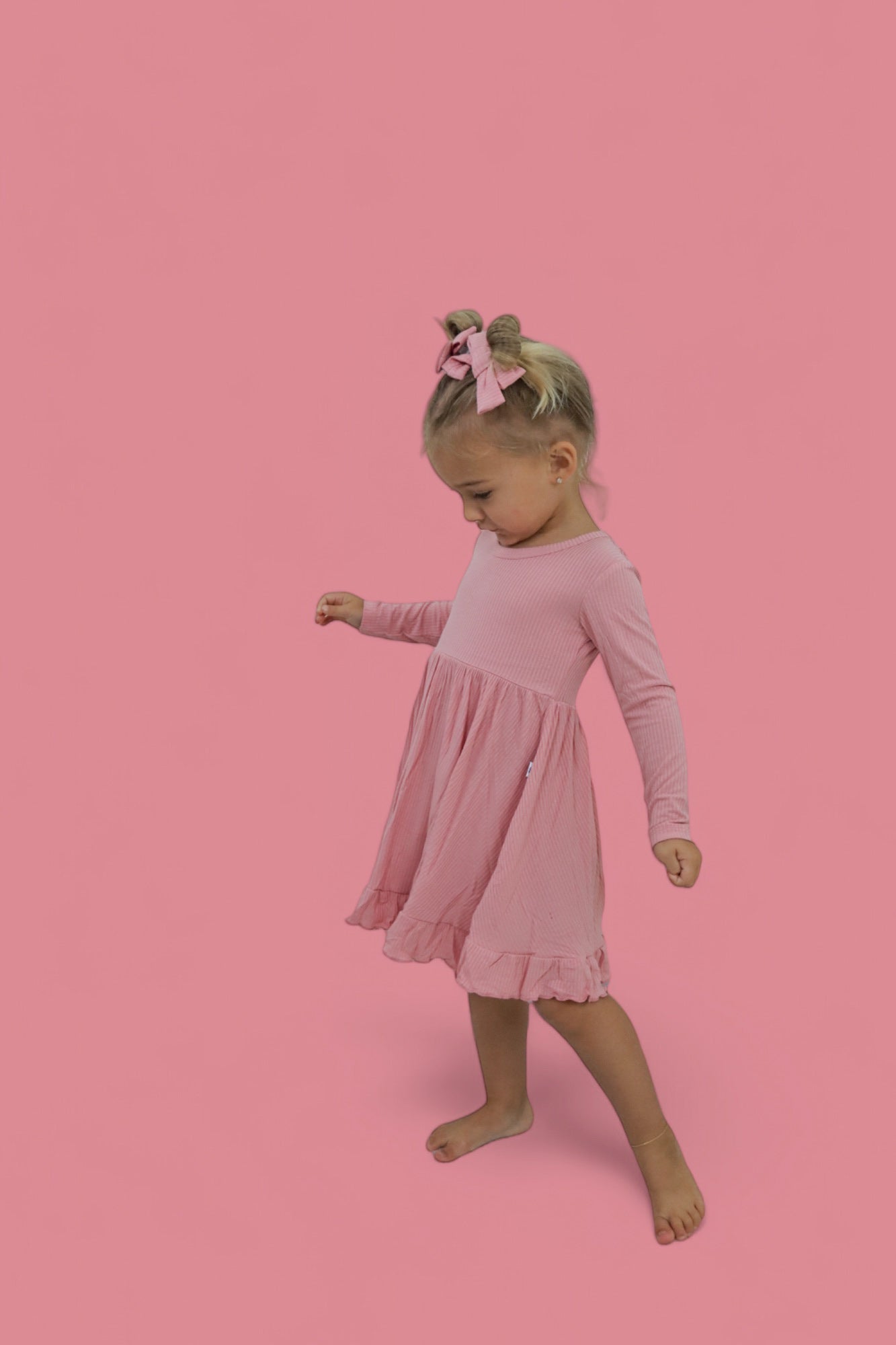 Mauve Rib Dream Ruffle Dress