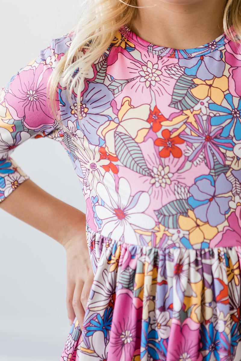 Mauve What's Up Buttercup 3/4 Sleeve Pocket Twirl Dress