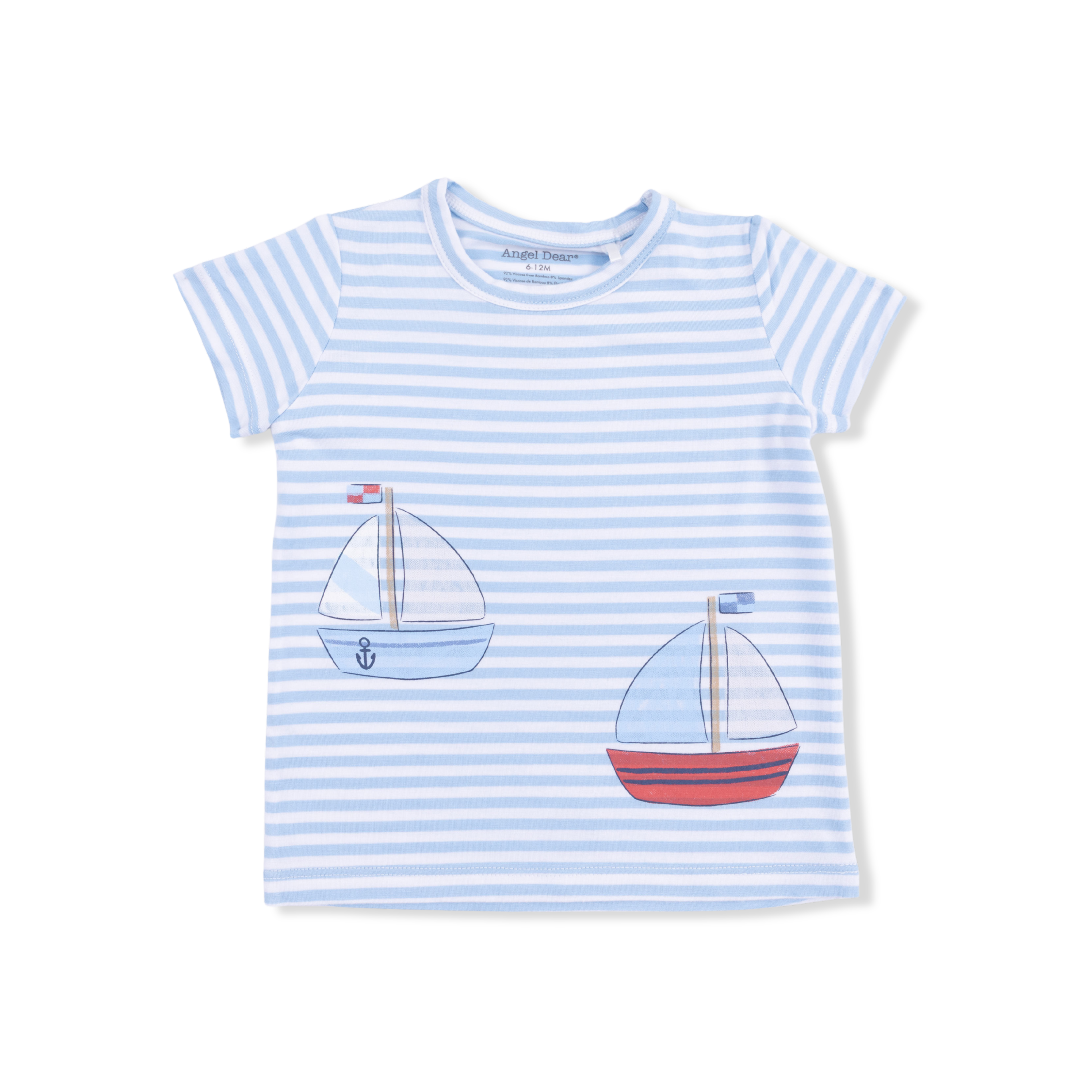 Bubbly Sailboat Stripe - Crew Neck Tee With Cargo Short