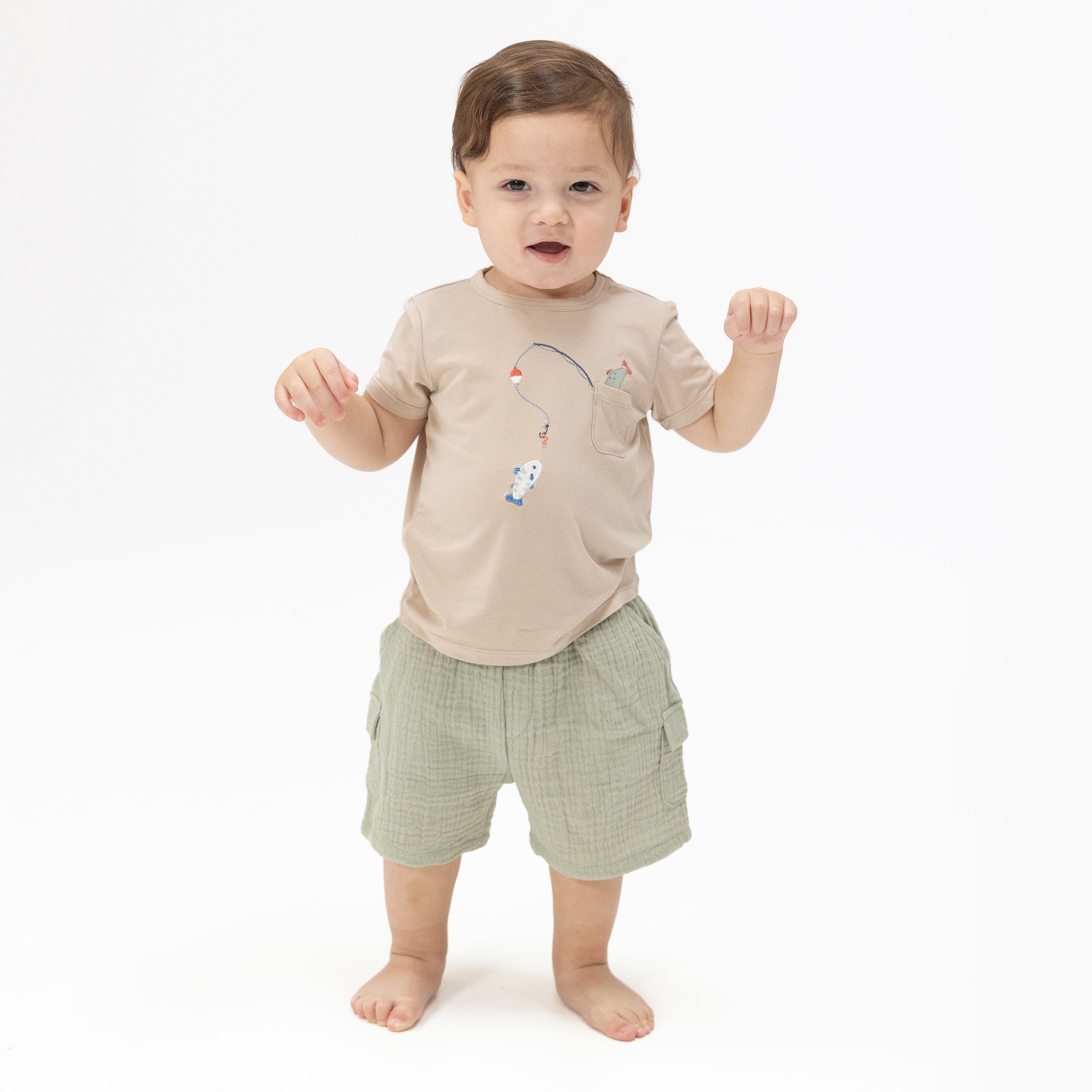 Gone Fishing - Crew Neck Tee With Cargo Short