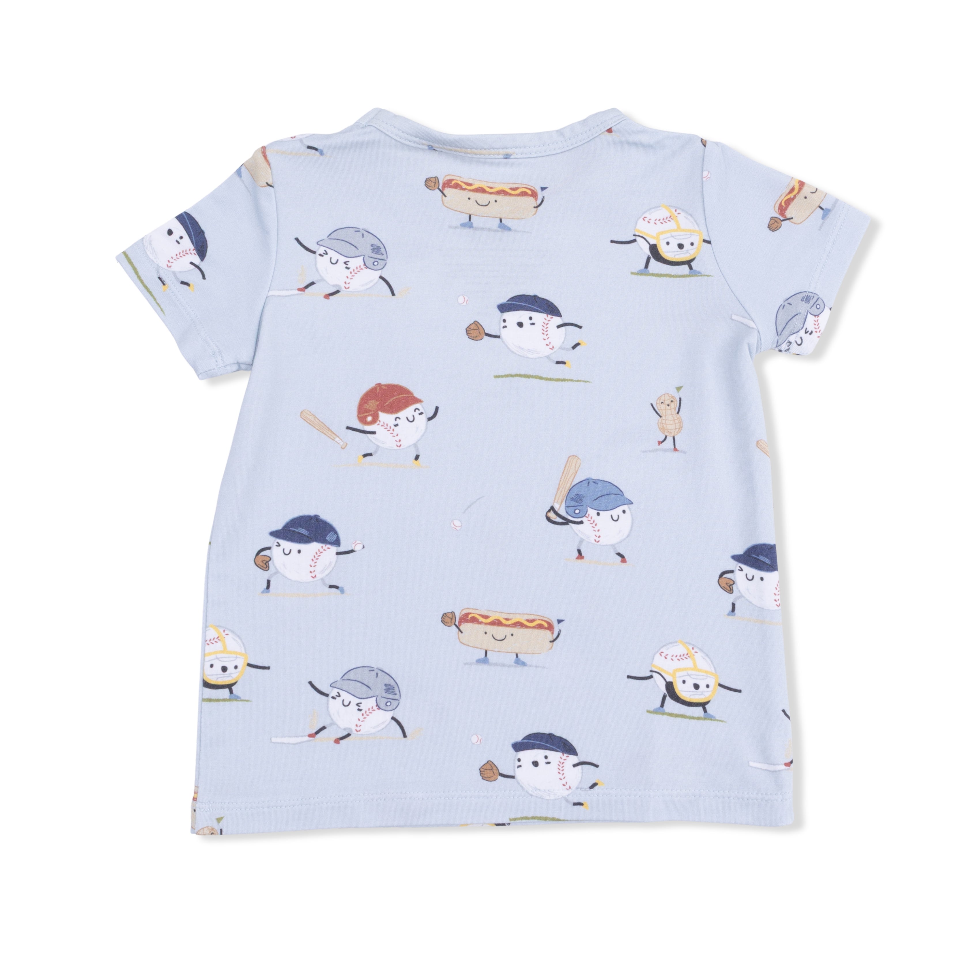 Baseballs Playing Baseball - Crew Neck Tee With Casual Short