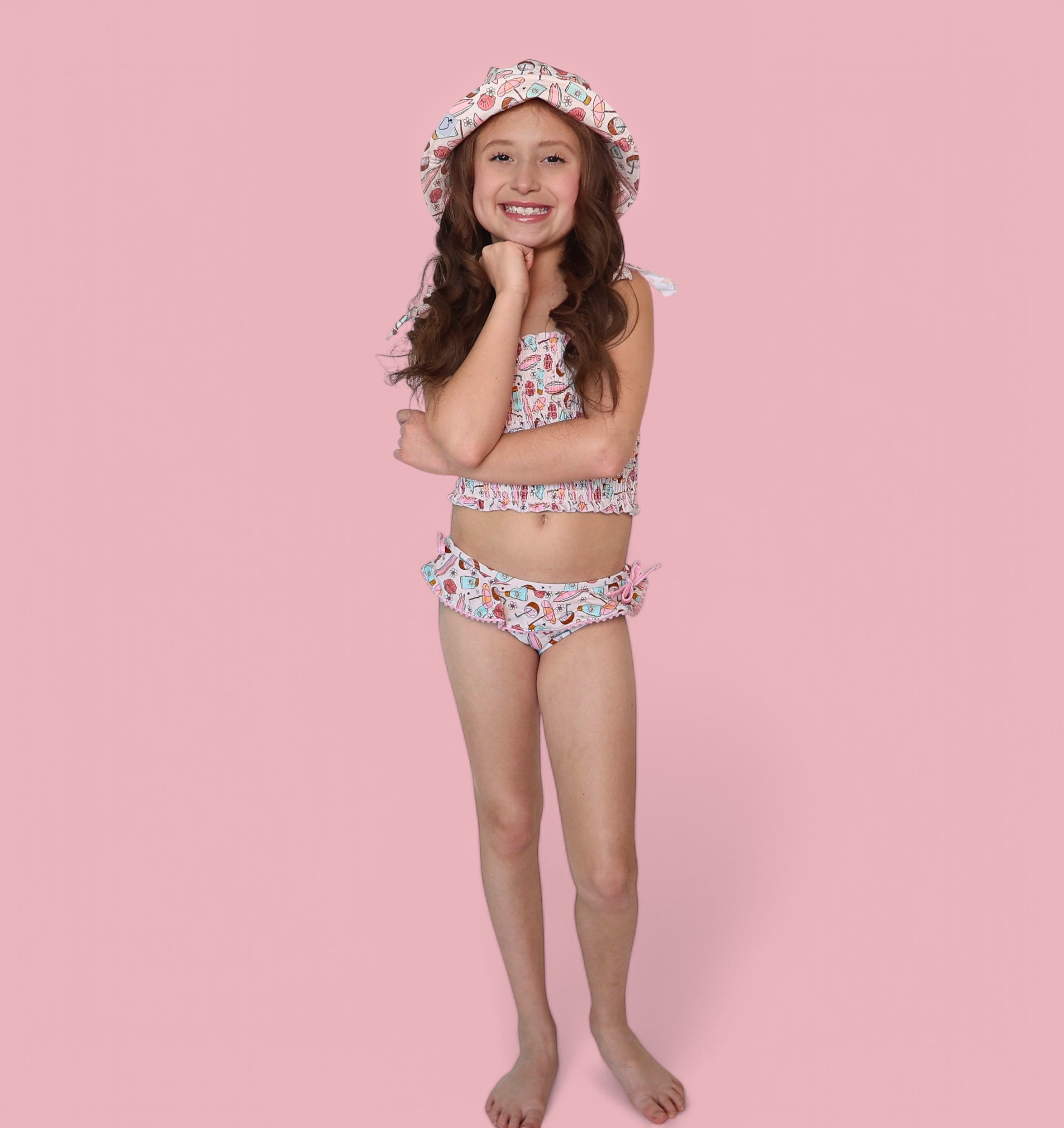 Fun In The Sun Dream Smocked Tankini Two Piece Swim Suit
